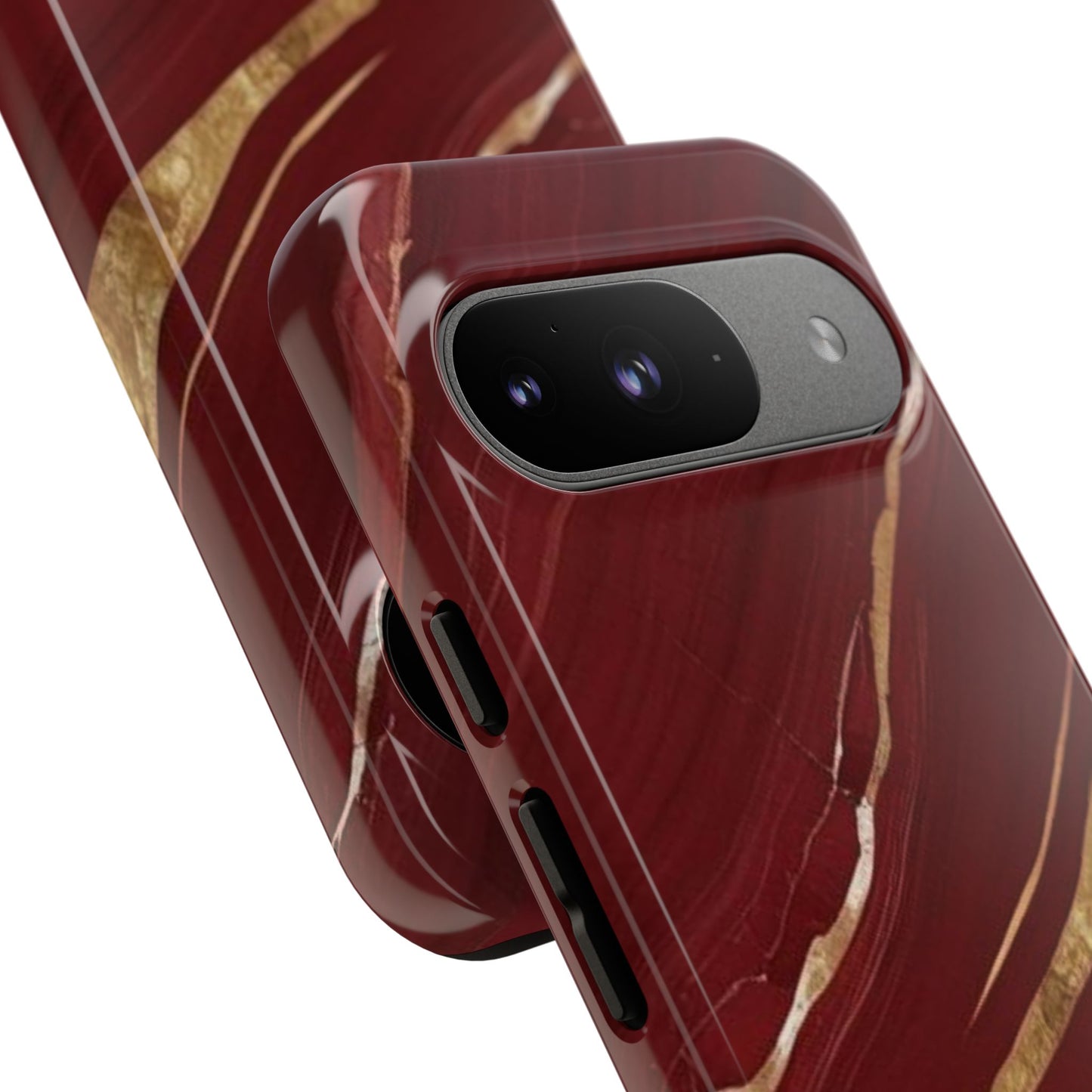 Elegant Red Marble Phone Case - Tough Cases, Stylish Phone Cover, Gift for Her, Luxe Cellphone Protection, Modern Accessories