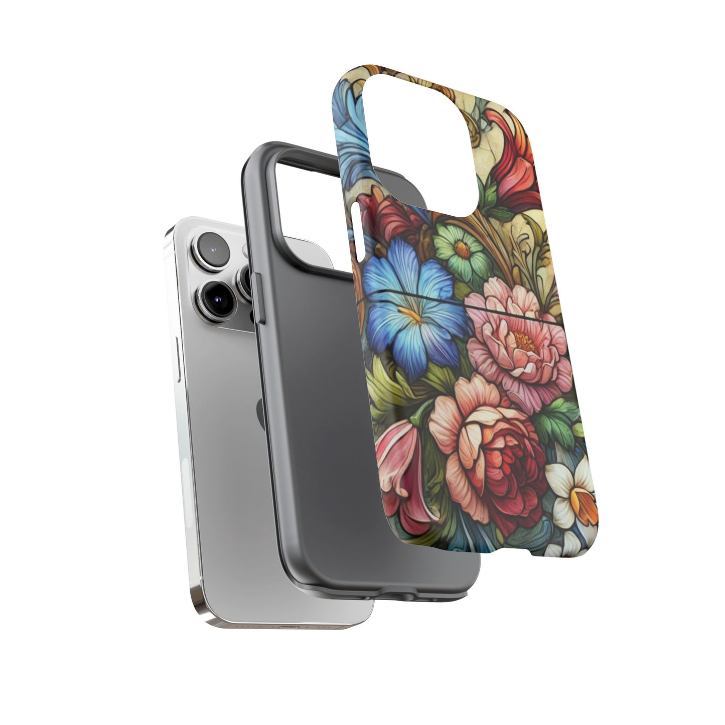 Floral Phone Case, Tough Cases with Colorful Floral Design, Gift for Her, Elegant Phone Cover, Spring Vibes, Unique Design