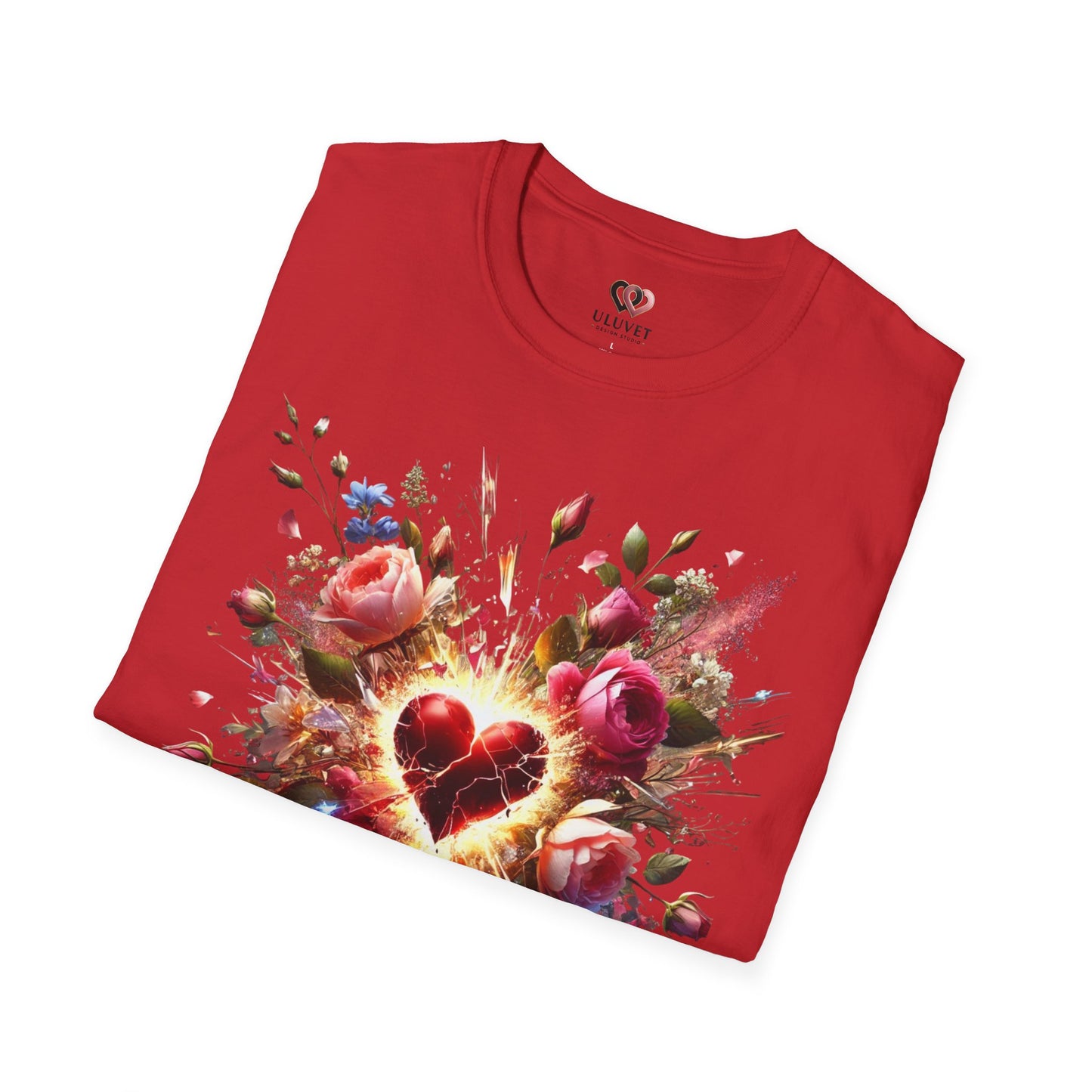 Romantic Floral Heart T-Shirt | Gift for Her | Valentine's Day, Anniversary, Casual Wear, Softstyle Tee, Perfect for Love