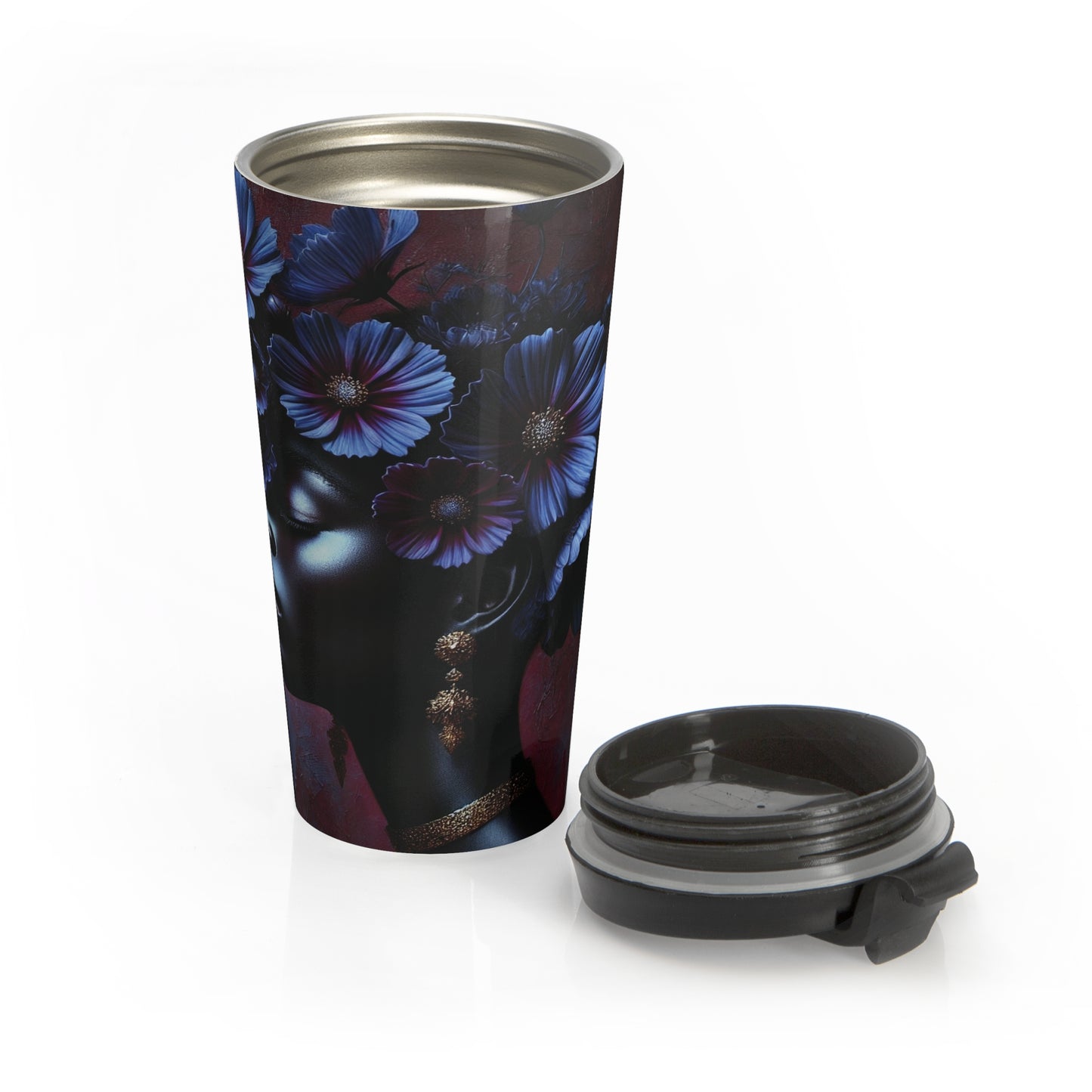 Travel Queen on the Go stainless steel travel mug | dark floral design