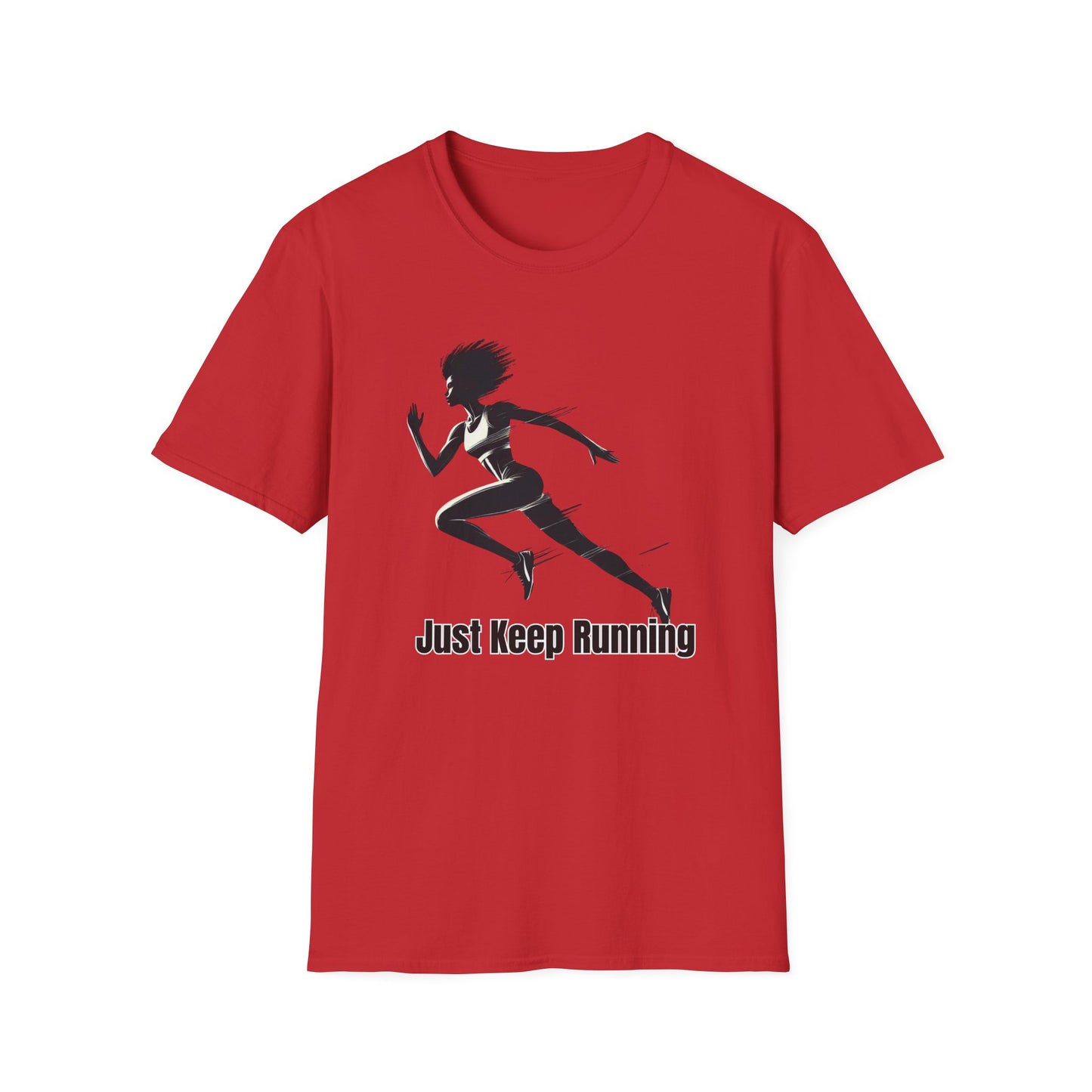 Motivational Running Tee, Unisex Softstyle T-Shirt for Athletes, Gift for Runners, Fitness Apparel, Just Keep Running Shirt