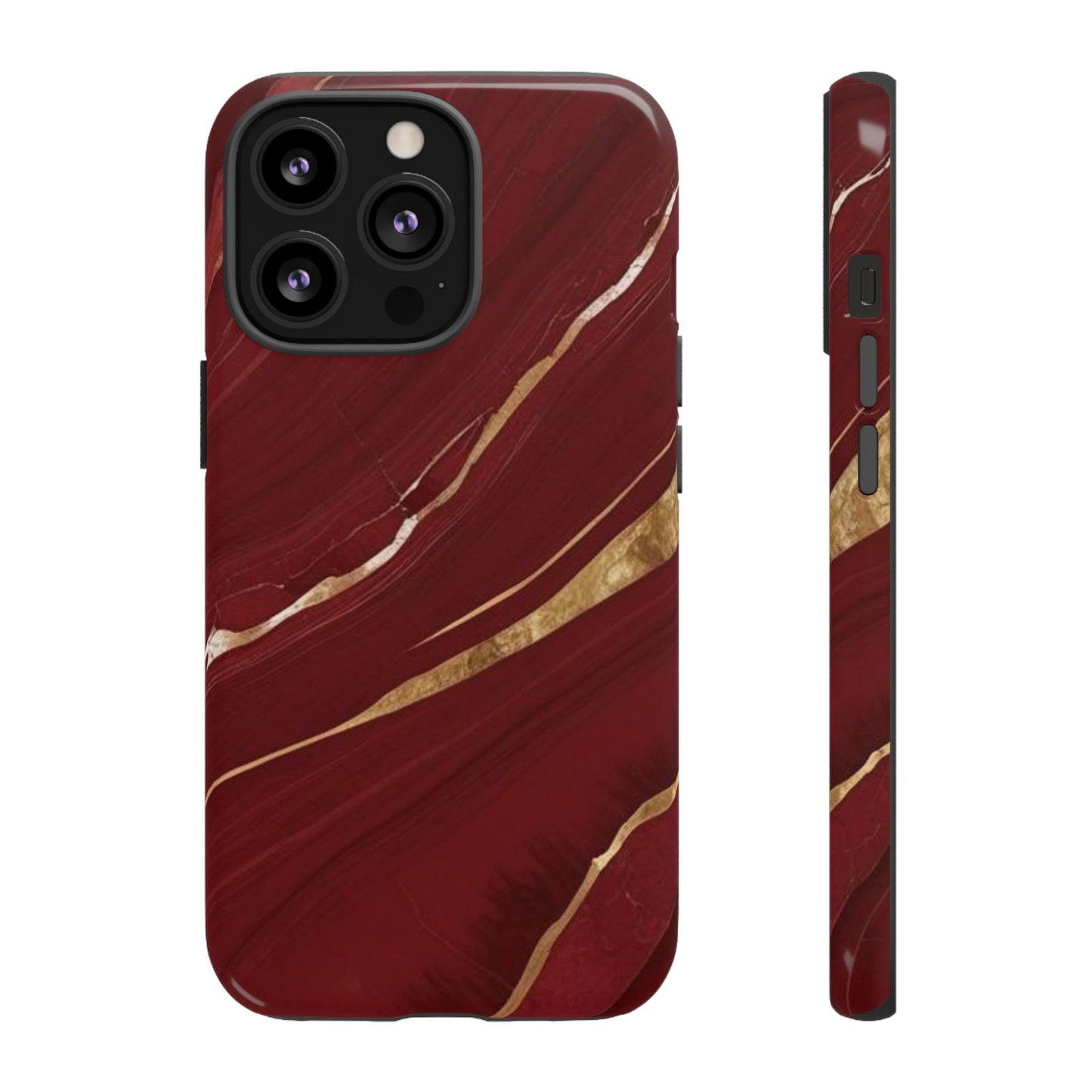 Elegant Red Marble Phone Case - Tough Cases, Stylish Phone Cover, Gift for Her, Luxe Cellphone Protection, Modern Accessories