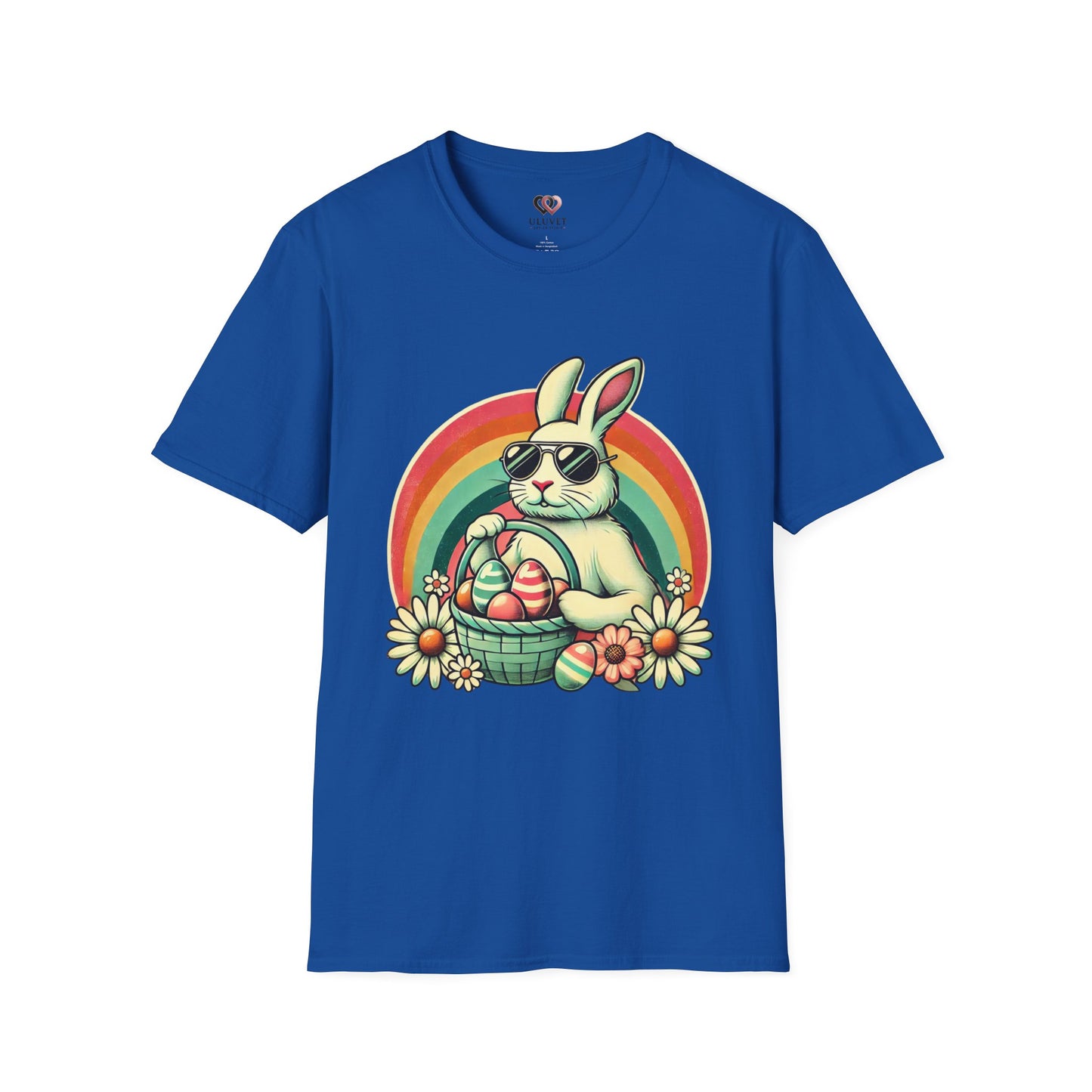 Retro Bunny Easter T-Shirt, Cute Rabbit Graphic Tee for Spring Celebrations, Unisex Softstyle Shirt, Perfect for Easter and Brunch, Fun Gift