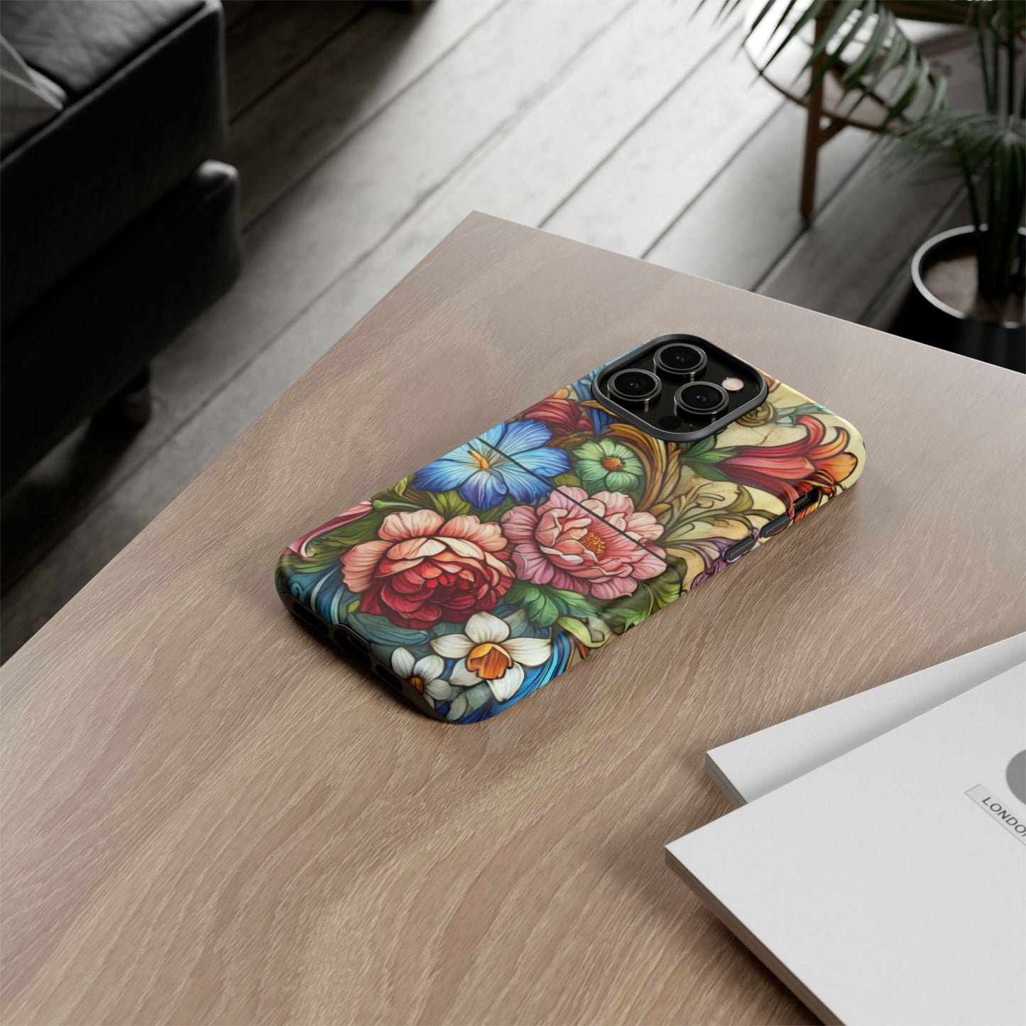Floral Phone Case, Tough Cases with Colorful Floral Design, Gift for Her, Elegant Phone Cover, Spring Vibes, Unique Design