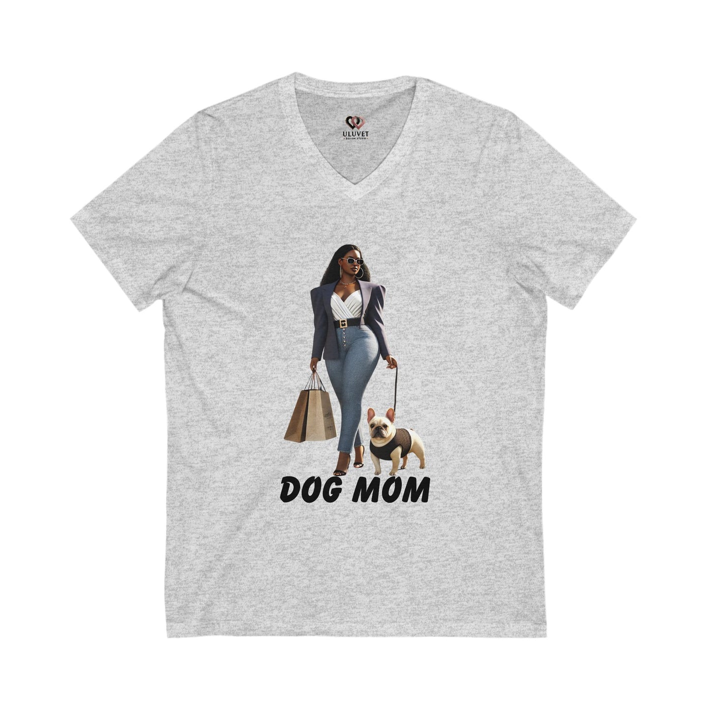 Stylish Dog Mom V-Neck Tee, Perfect Gift for Pet Lovers, Casual Wear, Dog Owner Apparel, Birthday and Mother's Day Gift