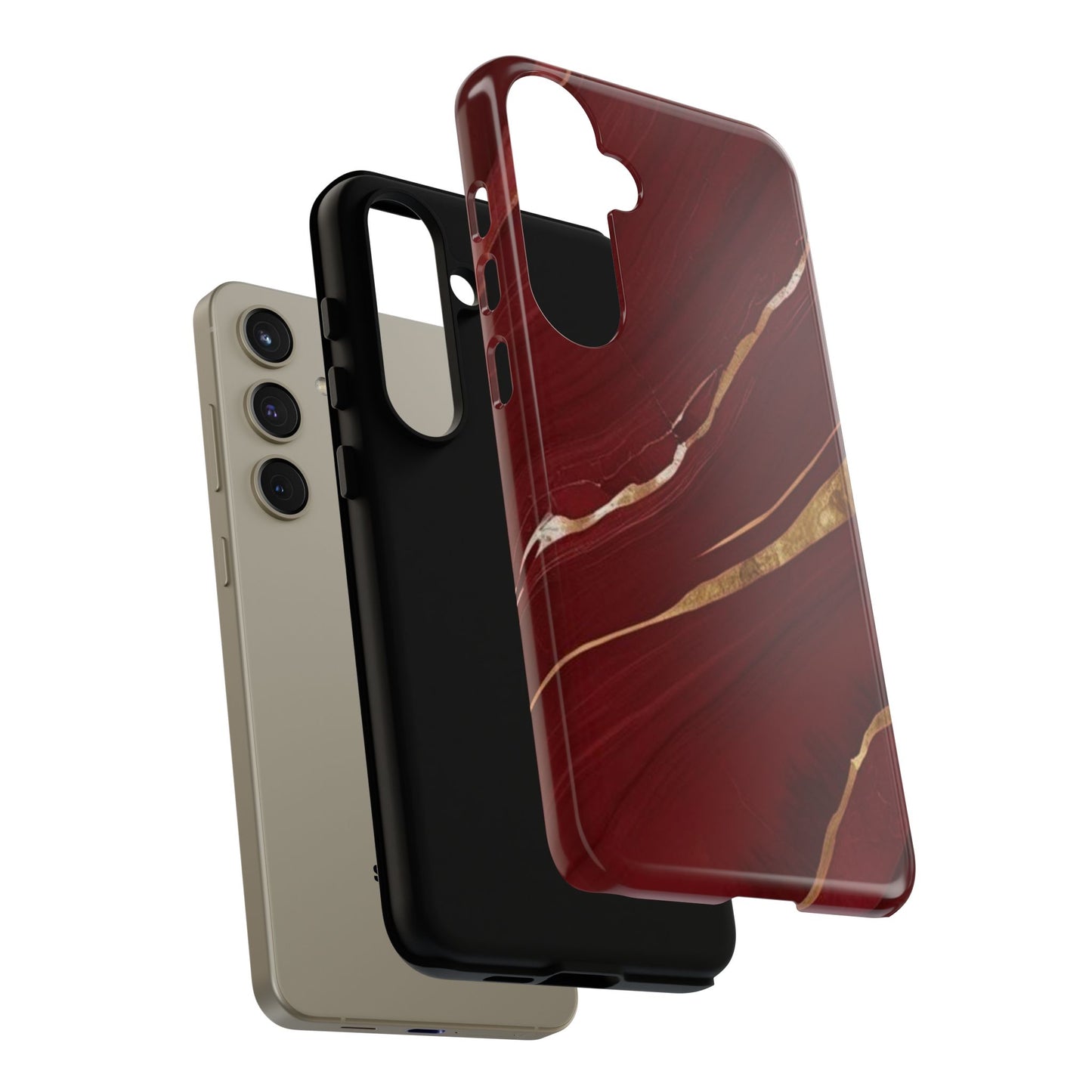 Elegant Red Marble Phone Case - Tough Cases, Stylish Phone Cover, Gift for Her, Luxe Cellphone Protection, Modern Accessories