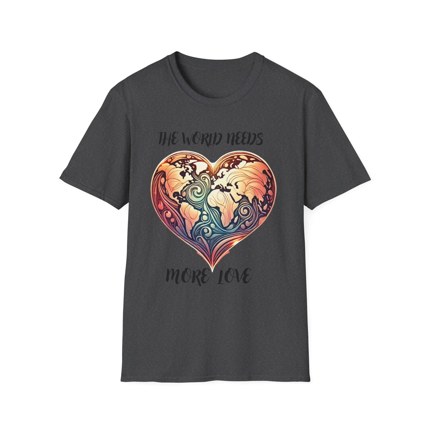 The World Needs More Love T-Shirt, Comfortable Tee, Gift for Friends, Romantic Gift, Heart Design, Feel Good Apparel