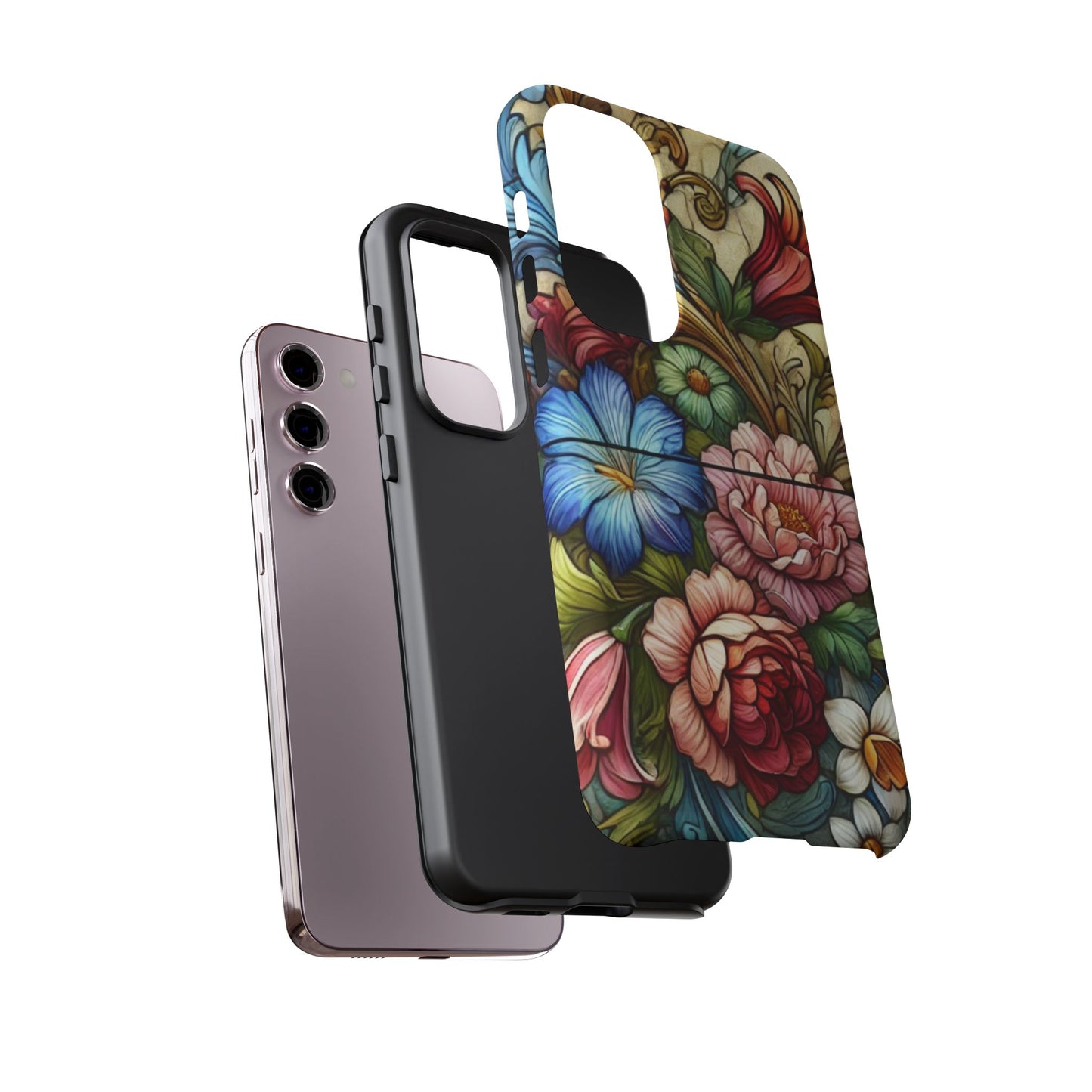 Floral Phone Case, Tough Cases with Colorful Floral Design, Gift for Her, Elegant Phone Cover, Spring Vibes, Unique Design
