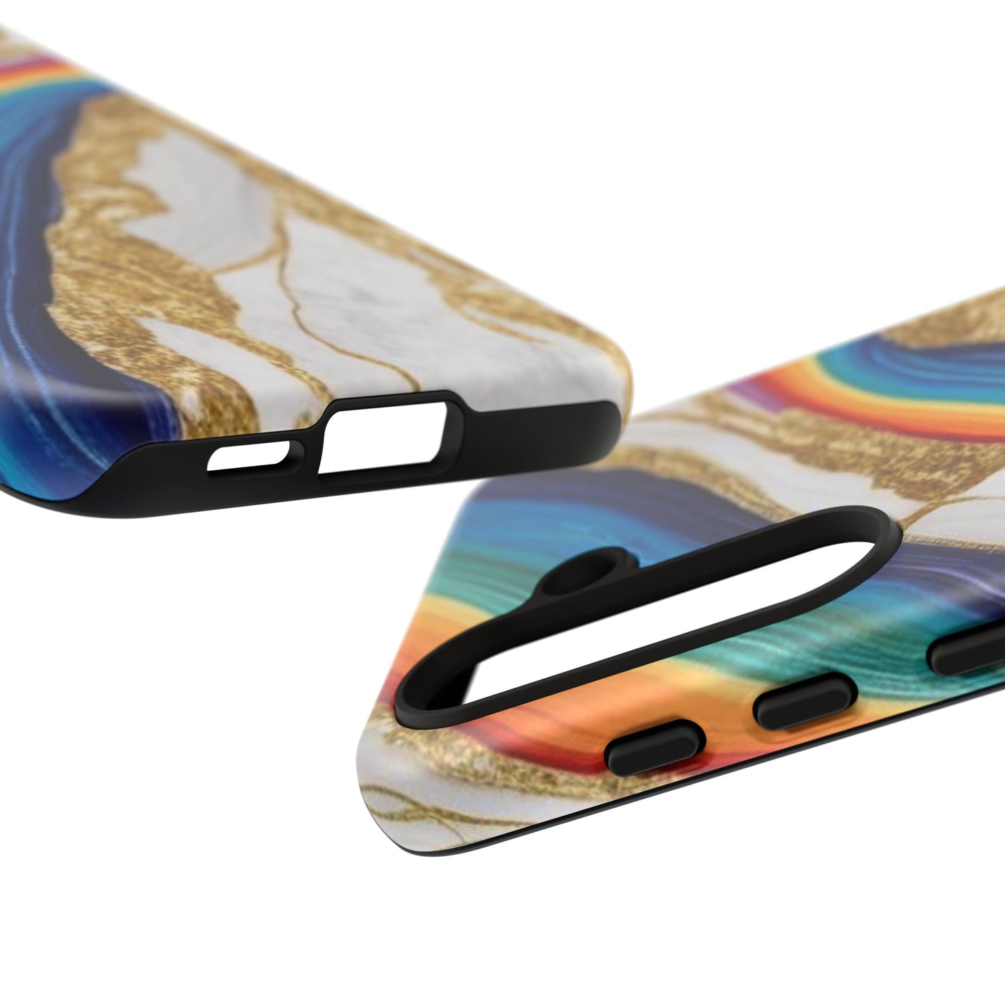 Colorful Marble Phone Case with Rainbow Design, Tough Phone Cover, Customizable Gift, Trendy Cell Accessories, Unique Style