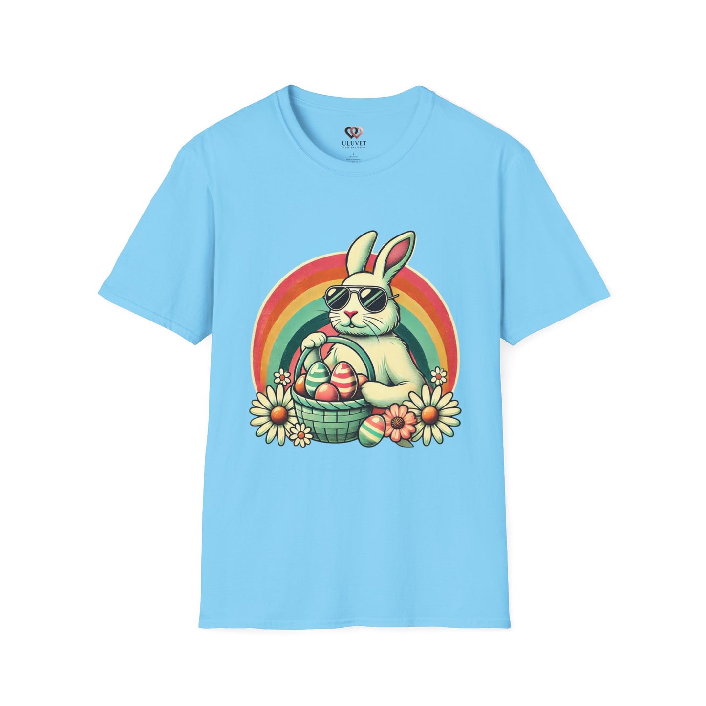Retro Bunny Easter T-Shirt, Cute Rabbit Graphic Tee for Spring Celebrations, Unisex Softstyle Shirt, Perfect for Easter and Brunch, Fun Gift