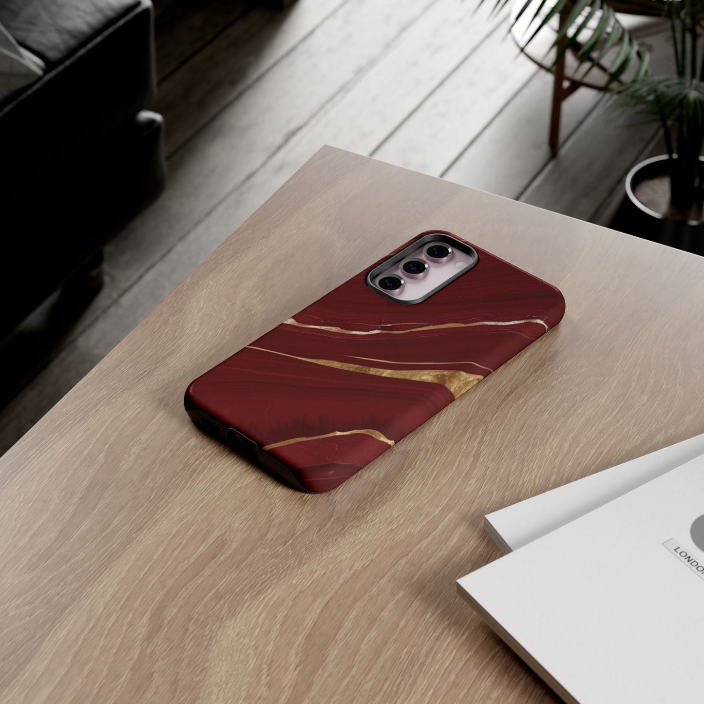 Elegant Red Marble Phone Case - Tough Cases, Stylish Phone Cover, Gift for Her, Luxe Cellphone Protection, Modern Accessories