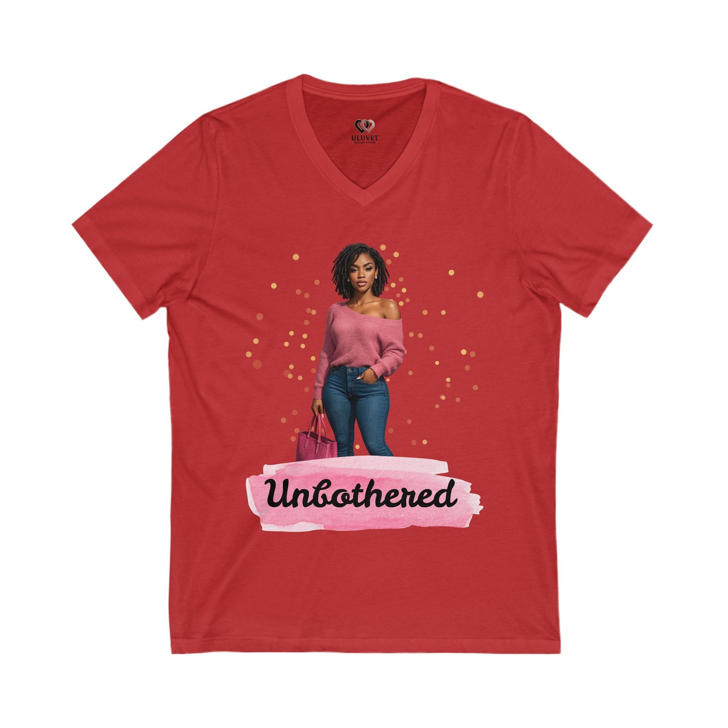 Casual Outings Unisex Jersey Tee, V-Neck Shirt for Self-Care Days, Gifts for Her, Confidence Wear, Comfortable Top for Any Occasion