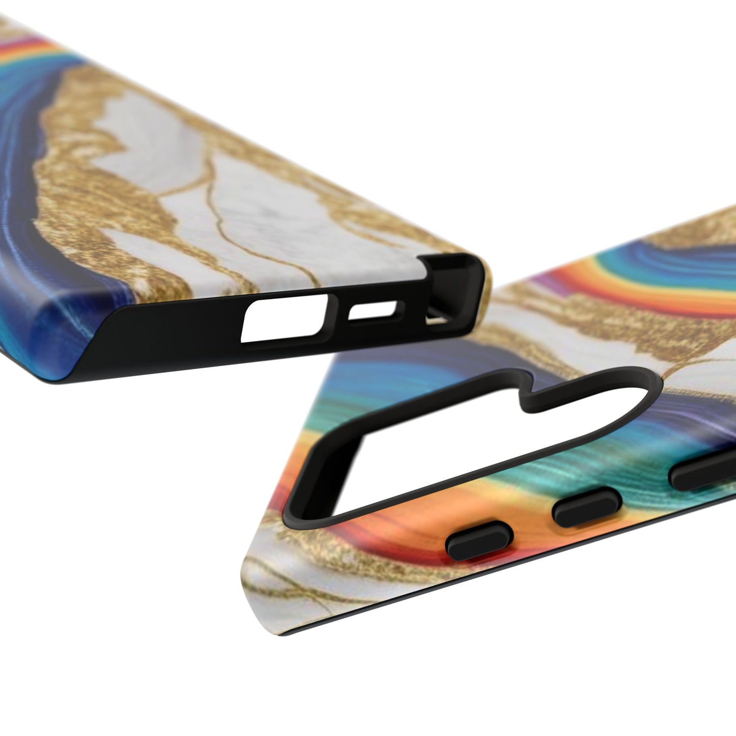 Colorful Marble Phone Case with Rainbow Design, Tough Phone Cover, Customizable Gift, Trendy Cell Accessories, Unique Style