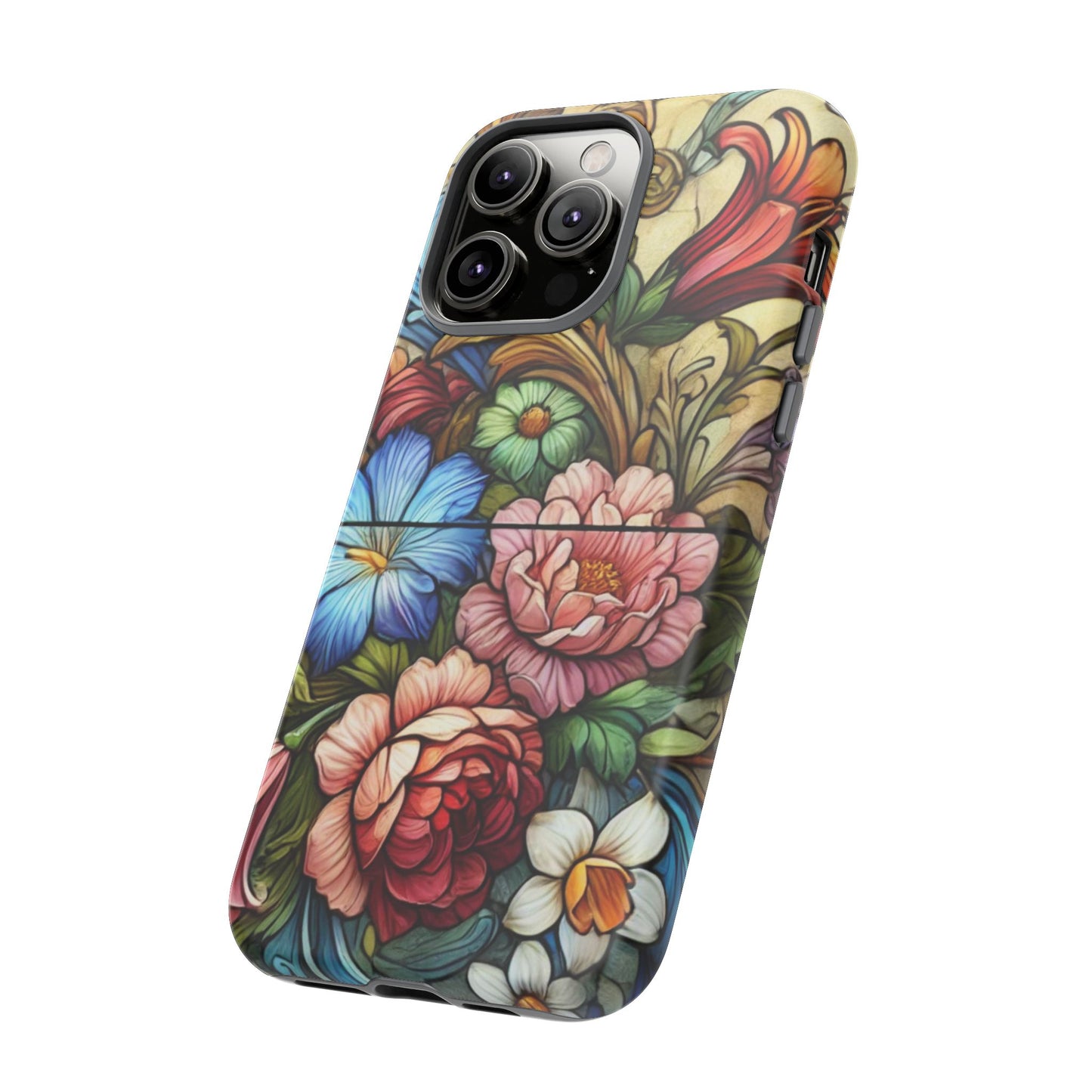 Floral Phone Case, Tough Cases with Colorful Floral Design, Gift for Her, Elegant Phone Cover, Spring Vibes, Unique Design