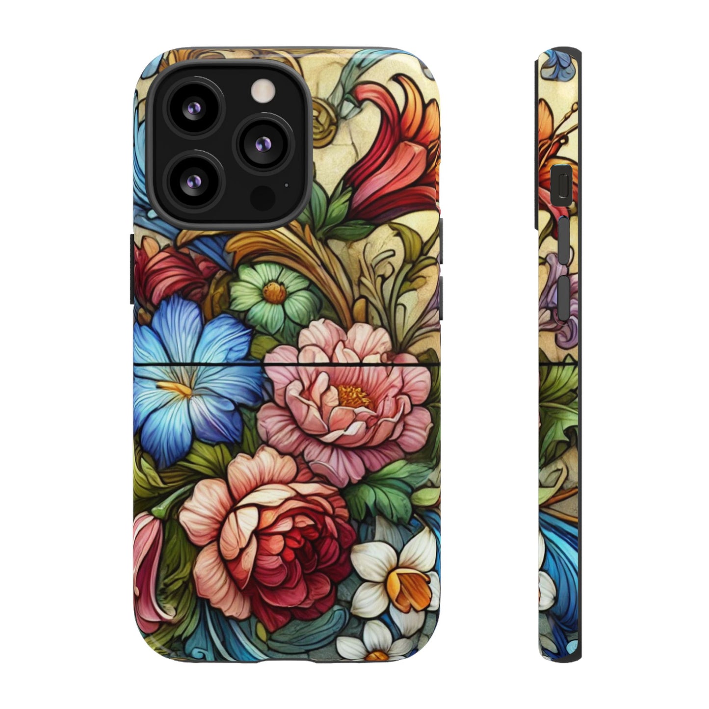 Floral Phone Case, Tough Cases with Colorful Floral Design, Gift for Her, Elegant Phone Cover, Spring Vibes, Unique Design