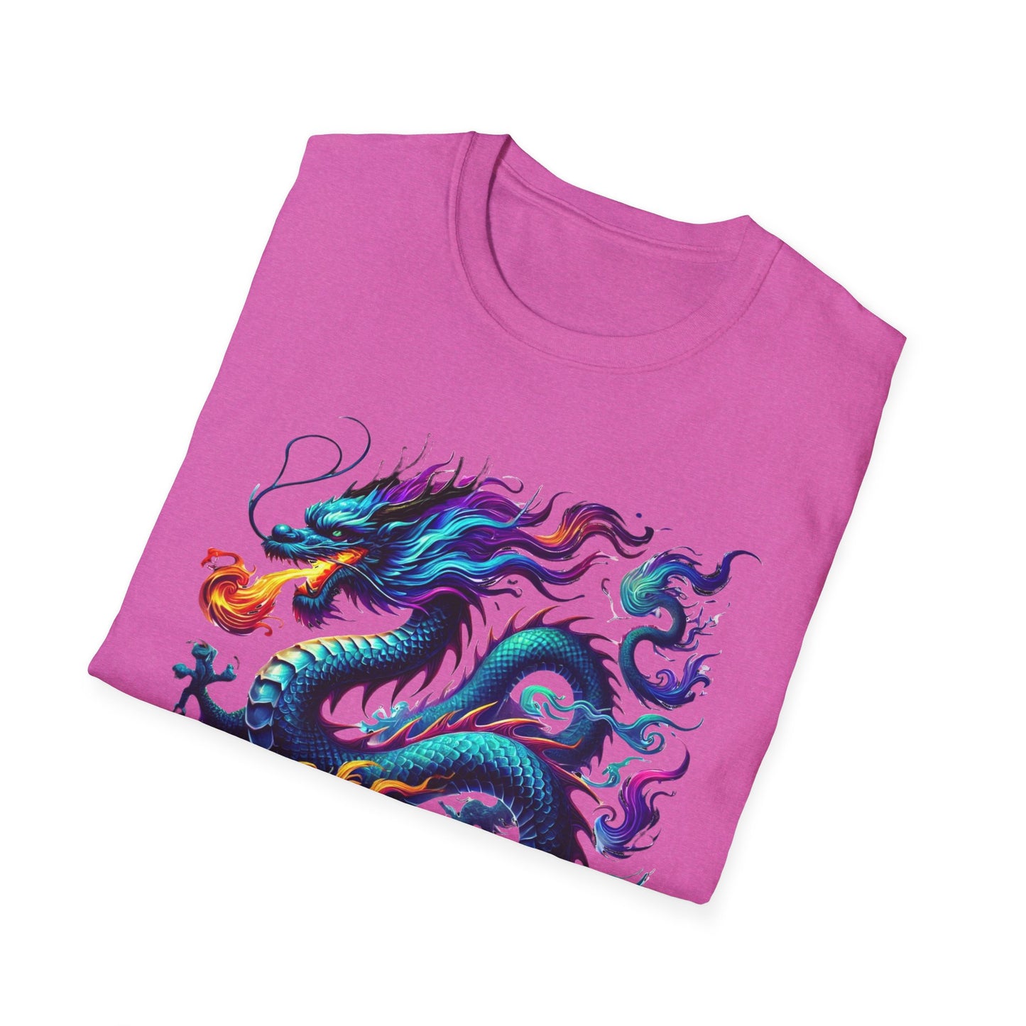 Dragon Graphic T-Shirt, Unisex Softstyle Tee, Art Shirt, Gift for Him, Gift for Her, Casual Wear, Festival Fashion