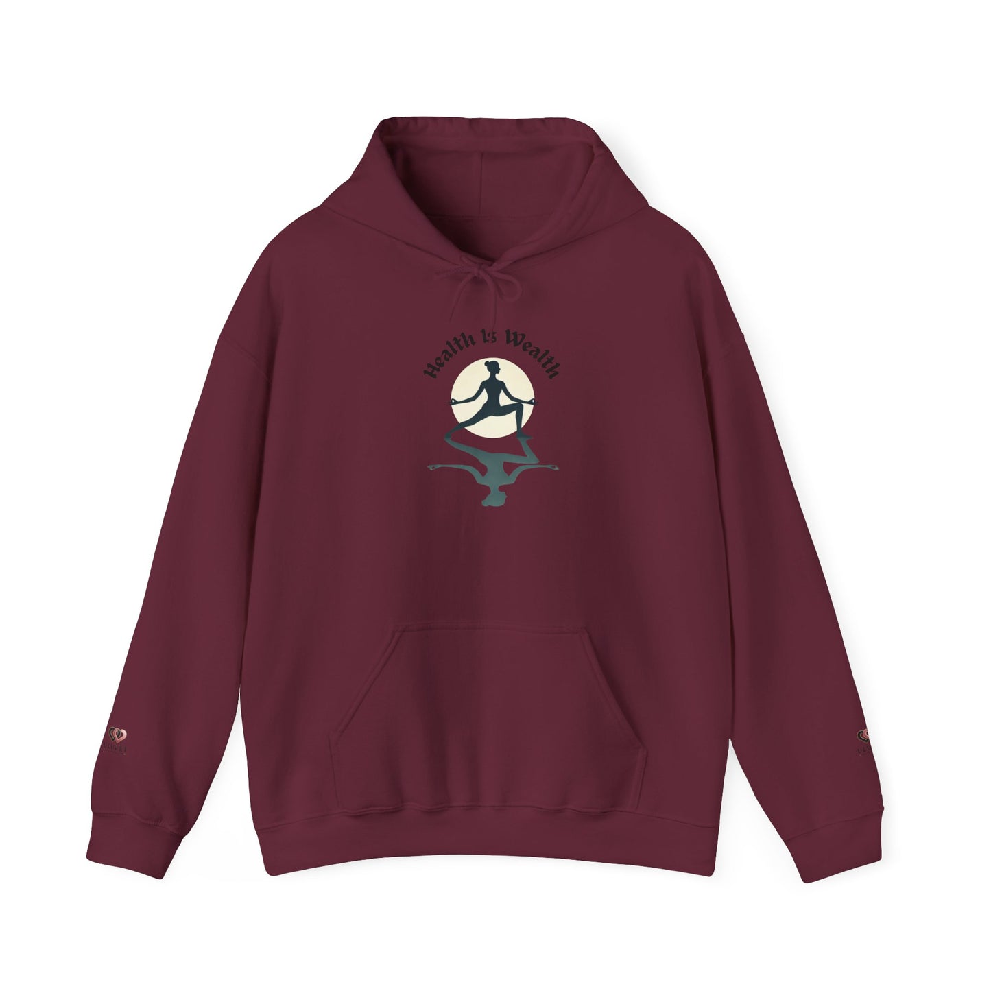 Health is Wealth Unisex Hooded Sweatshirt | Motivational Sweatshirt for Fitness Lovers, Inspirational Hoodie, Cozy Gift, Wellness Apparel
