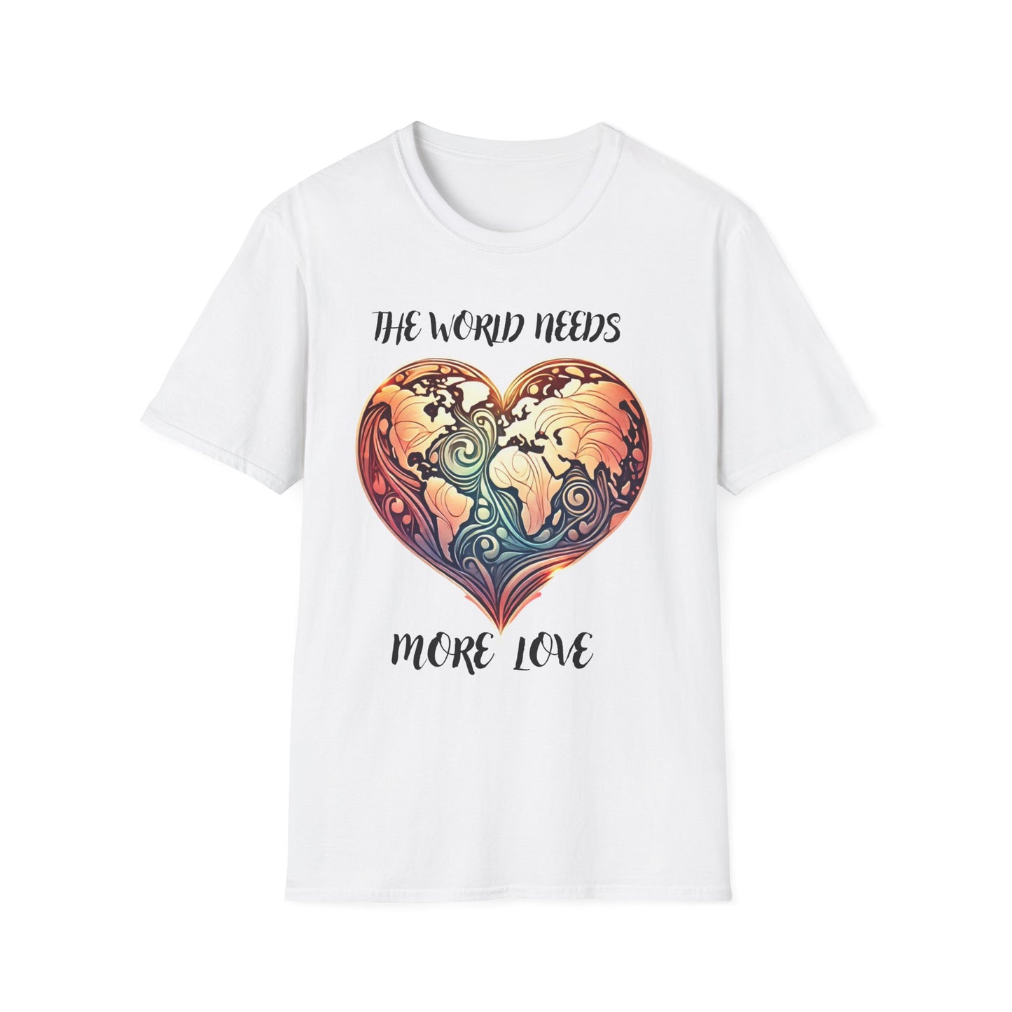 The World Needs More Love T-Shirt, Comfortable Tee, Gift for Friends, Romantic Gift, Heart Design, Feel Good Apparel
