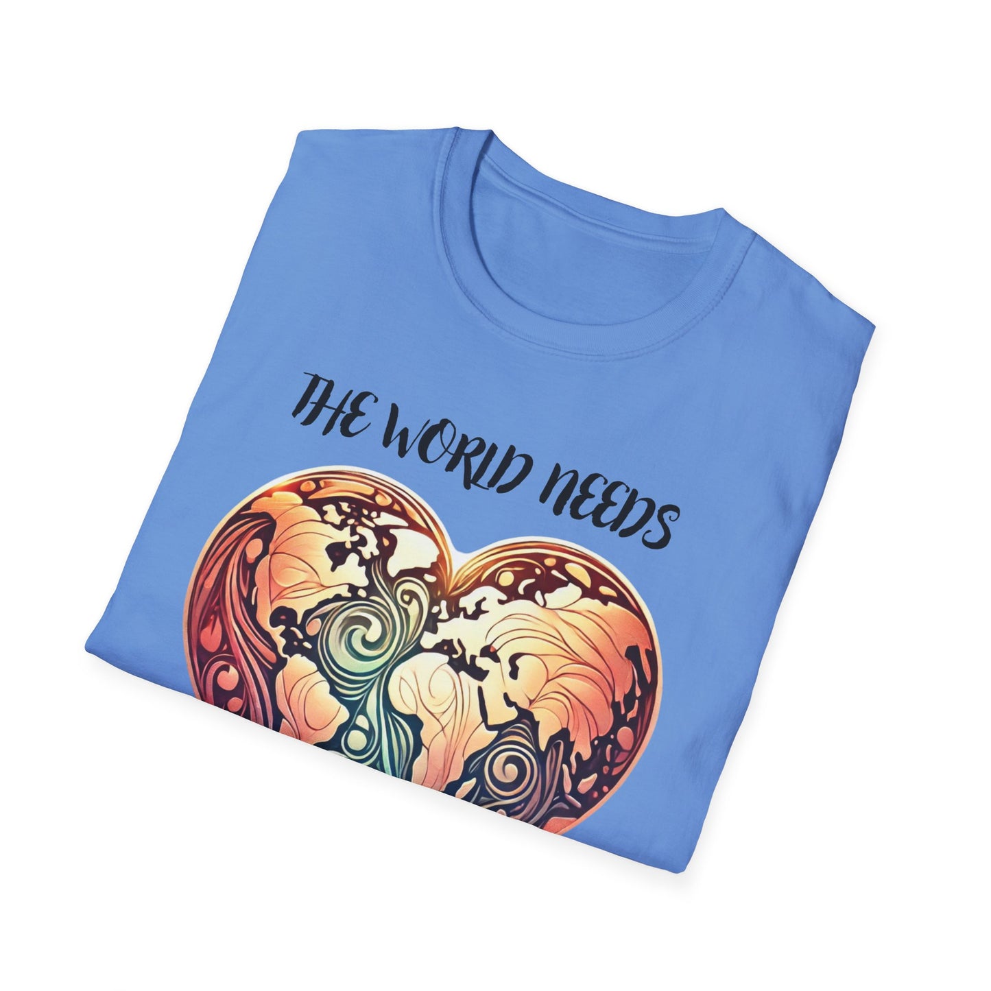 The World Needs More Love T-Shirt, Comfortable Tee, Gift for Friends, Romantic Gift, Heart Design, Feel Good Apparel