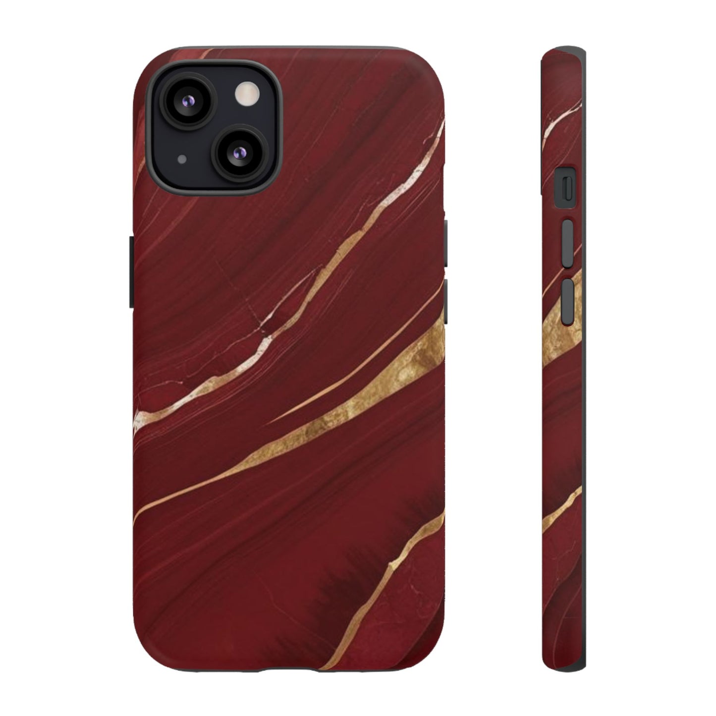 Elegant Red Marble Phone Case - Tough Cases, Stylish Phone Cover, Gift for Her, Luxe Cellphone Protection, Modern Accessories