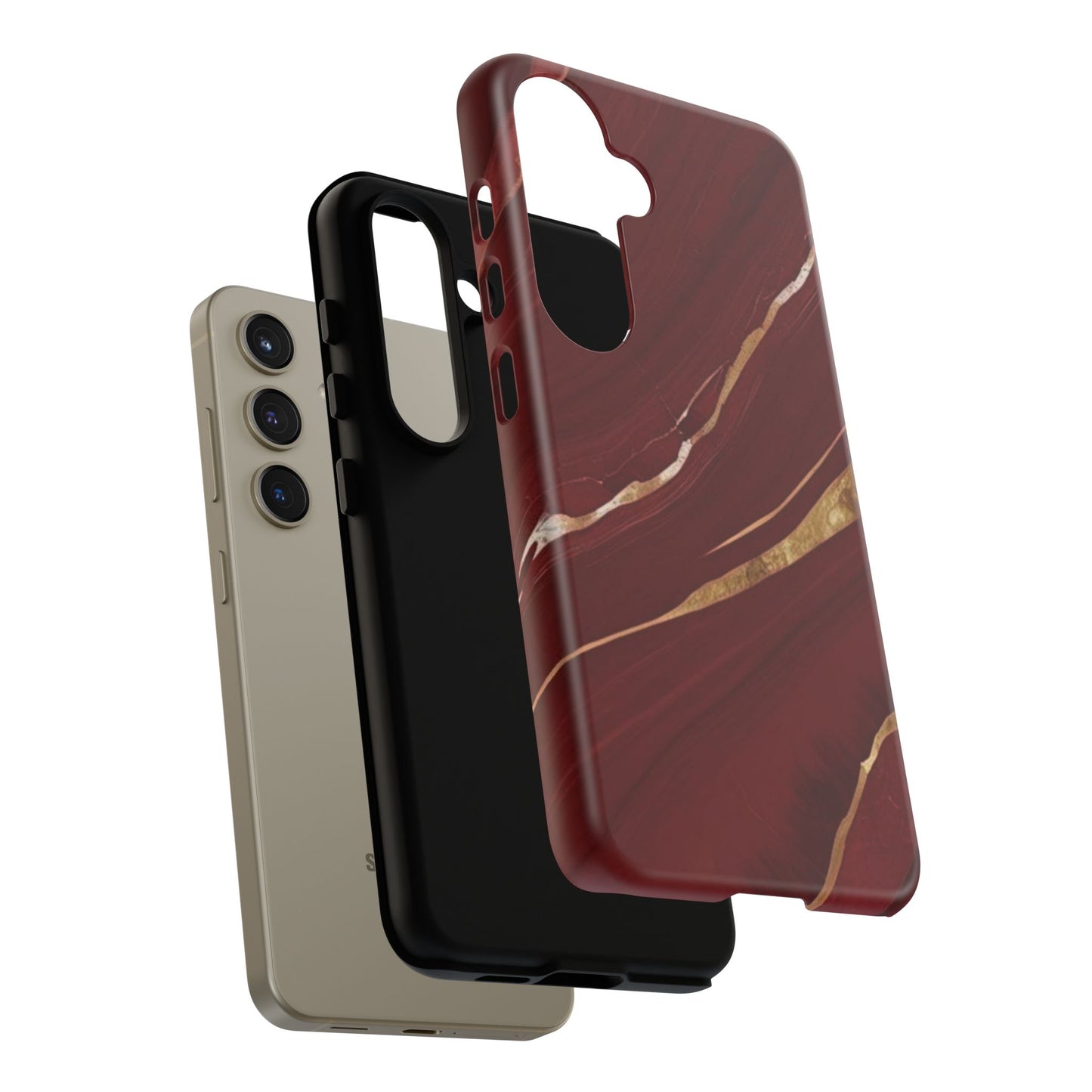 Elegant Red Marble Phone Case - Tough Cases, Stylish Phone Cover, Gift for Her, Luxe Cellphone Protection, Modern Accessories