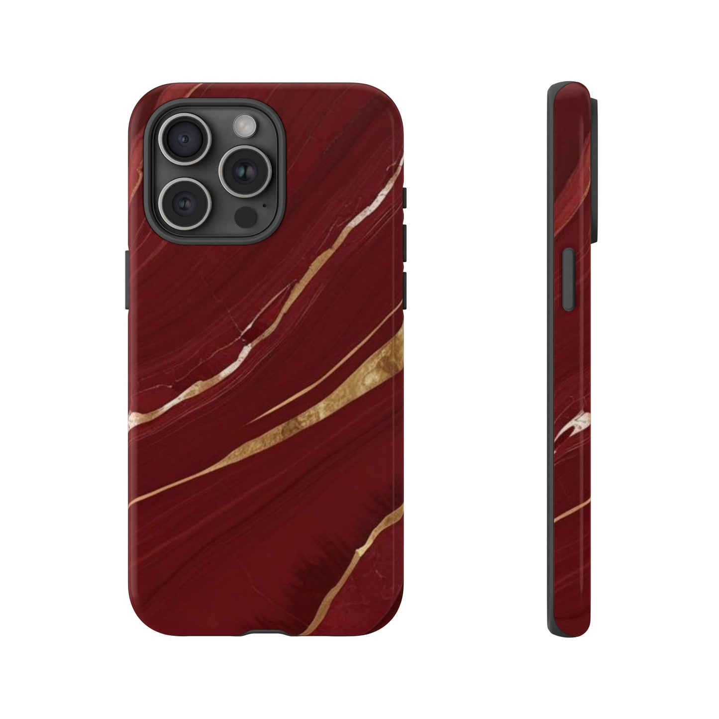 Elegant Red Marble Phone Case - Tough Cases, Stylish Phone Cover, Gift for Her, Luxe Cellphone Protection, Modern Accessories