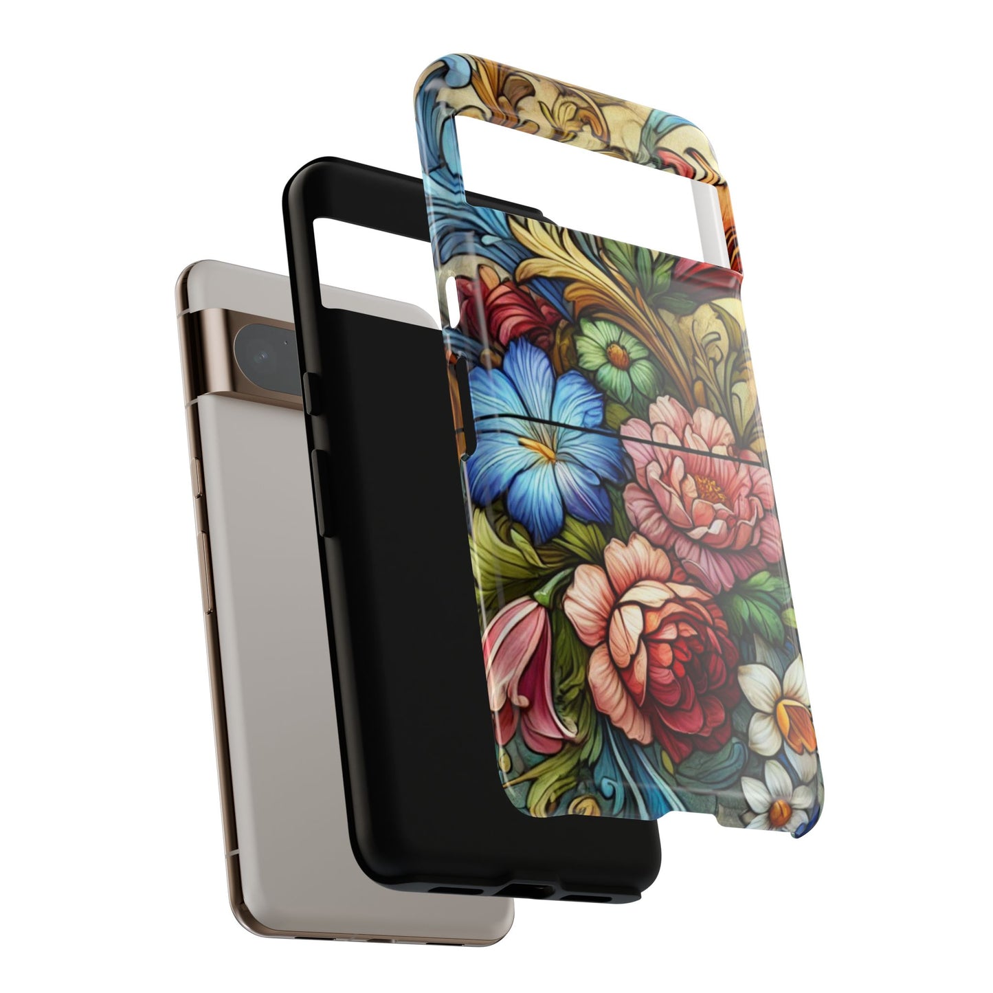 Floral Phone Case, Tough Cases with Colorful Floral Design, Gift for Her, Elegant Phone Cover, Spring Vibes, Unique Design