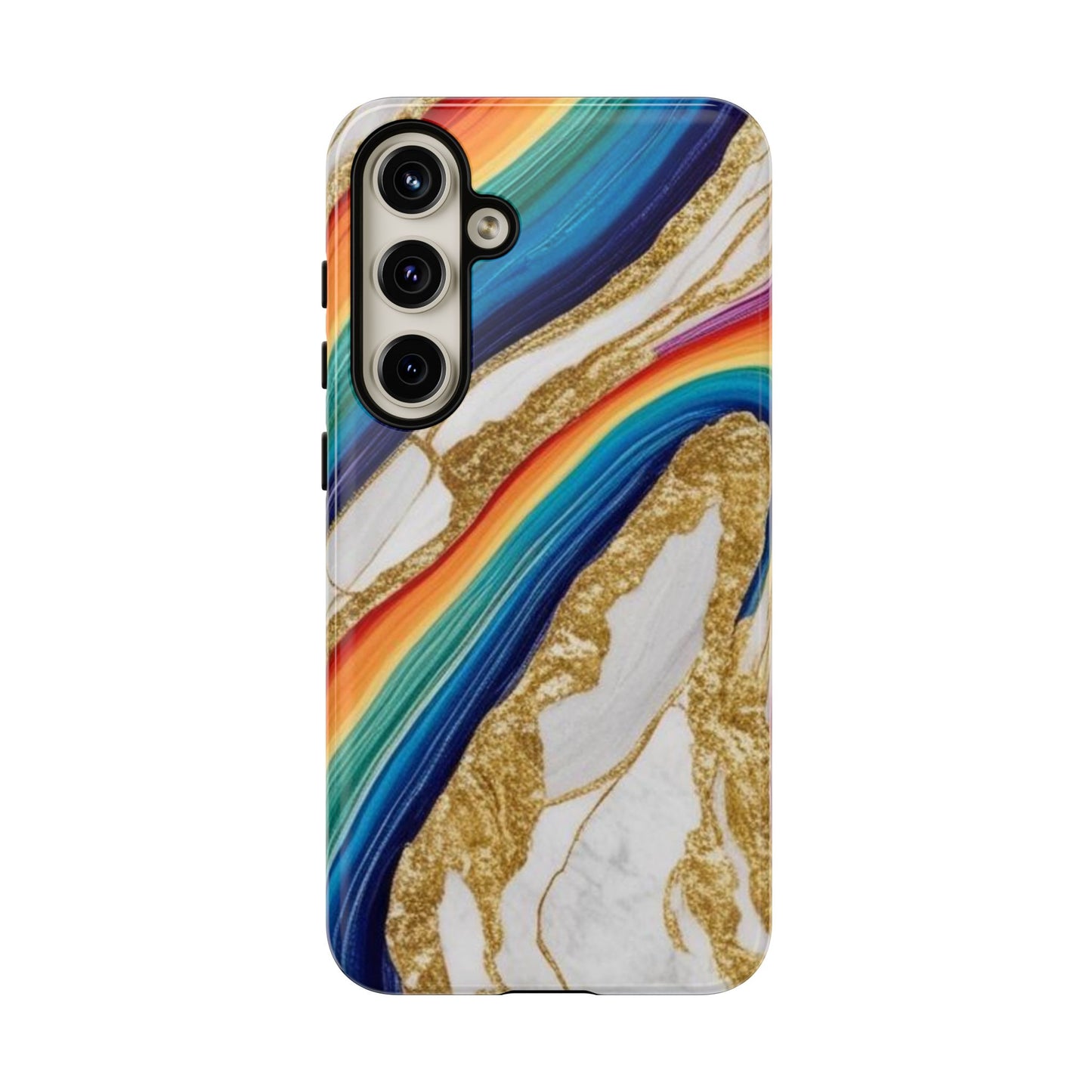 Colorful Marble Phone Case with Rainbow Design, Tough Phone Cover, Customizable Gift, Trendy Cell Accessories, Unique Style