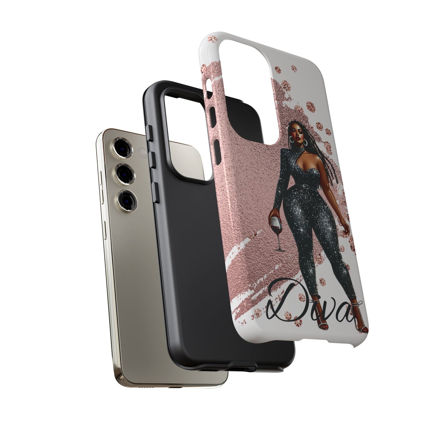 Glamorous Diva Cell Phone Case, Stylish Female Beauty Cover, Tough Cases for Women, Fabulous Girl Boss Accessories, Fashionable Lady Phone