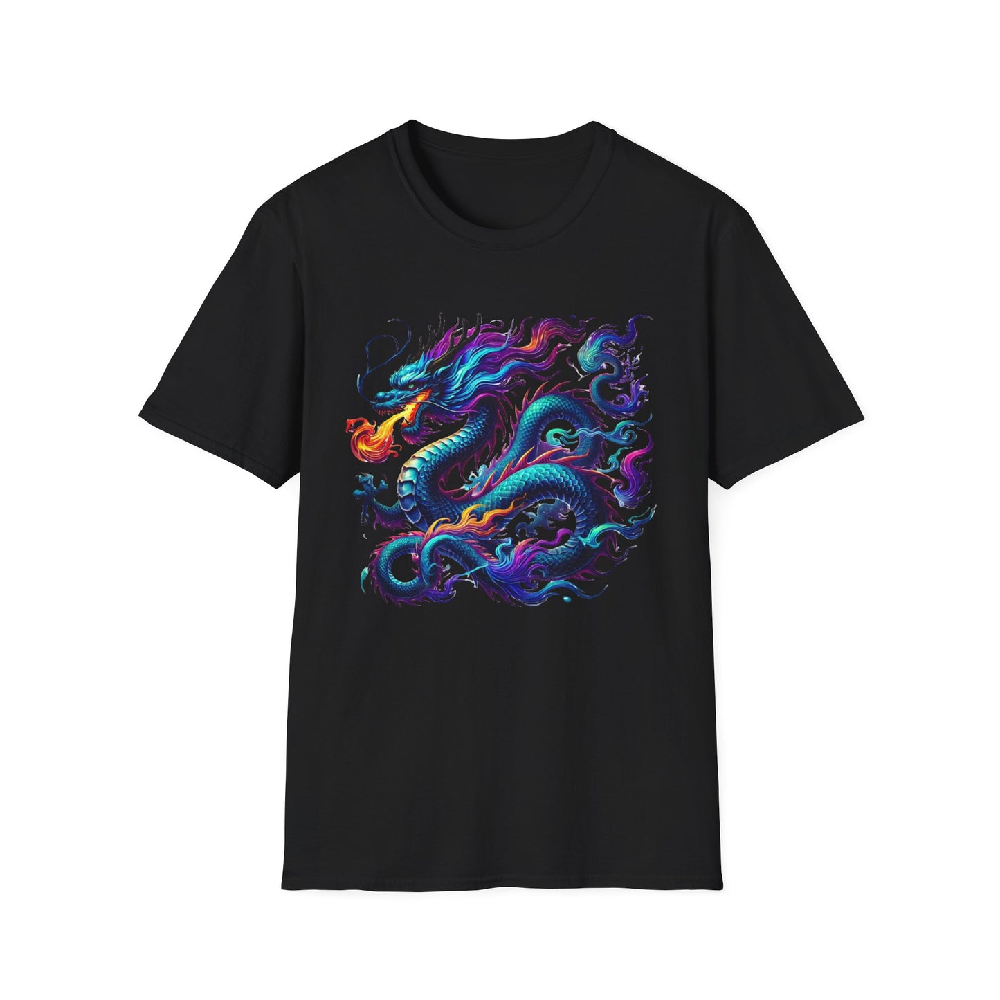 Dragon Graphic T-Shirt, Unisex Softstyle Tee, Art Shirt, Gift for Him, Gift for Her, Casual Wear, Festival Fashion