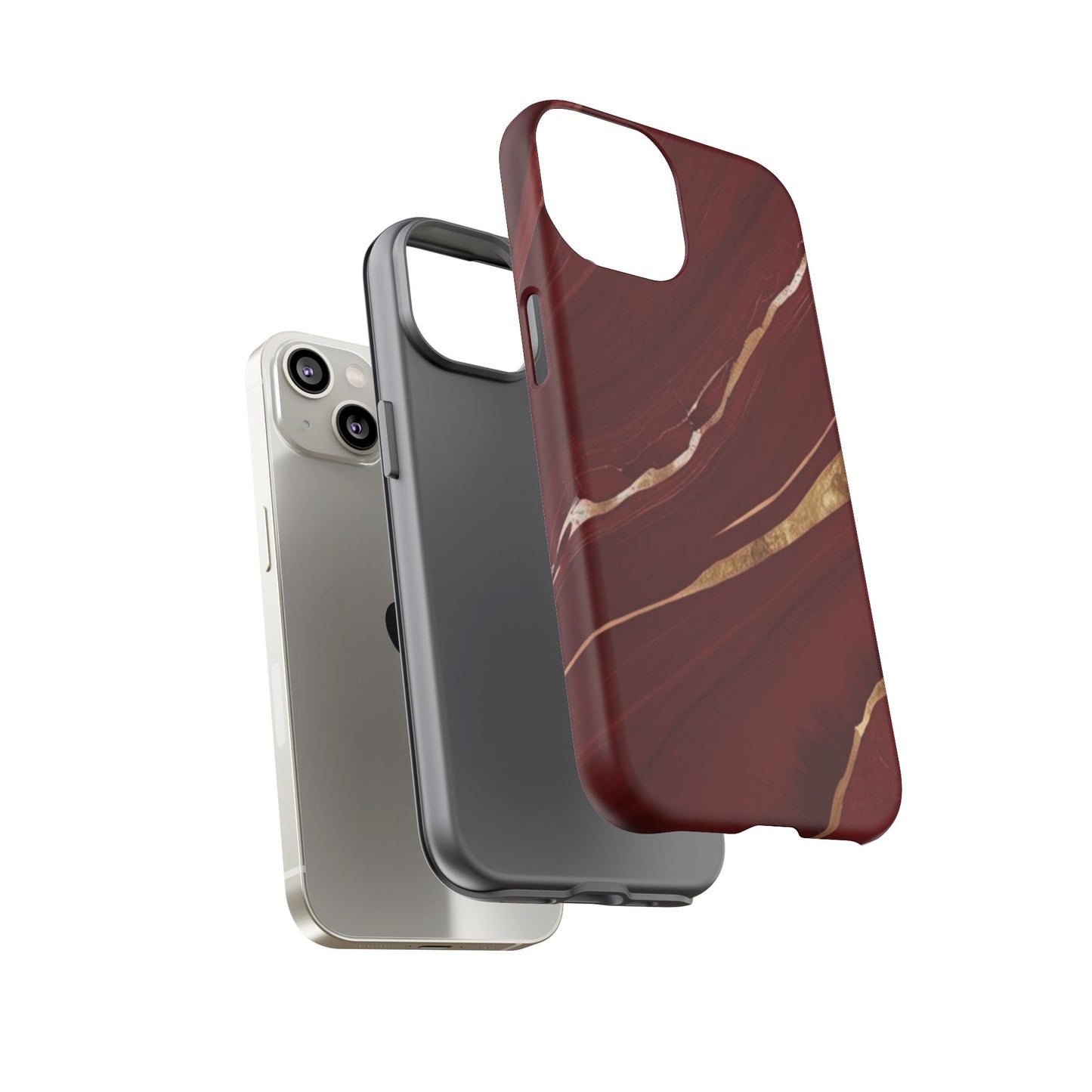 Elegant Red Marble Phone Case - Tough Cases, Stylish Phone Cover, Gift for Her, Luxe Cellphone Protection, Modern Accessories