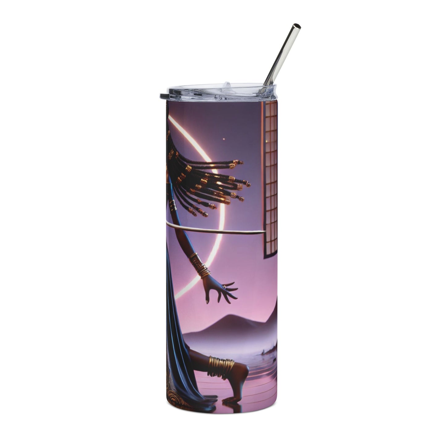 20oz Stainless Steel Tumbler — Afro-Futuristic Warrior Art Travel Cup