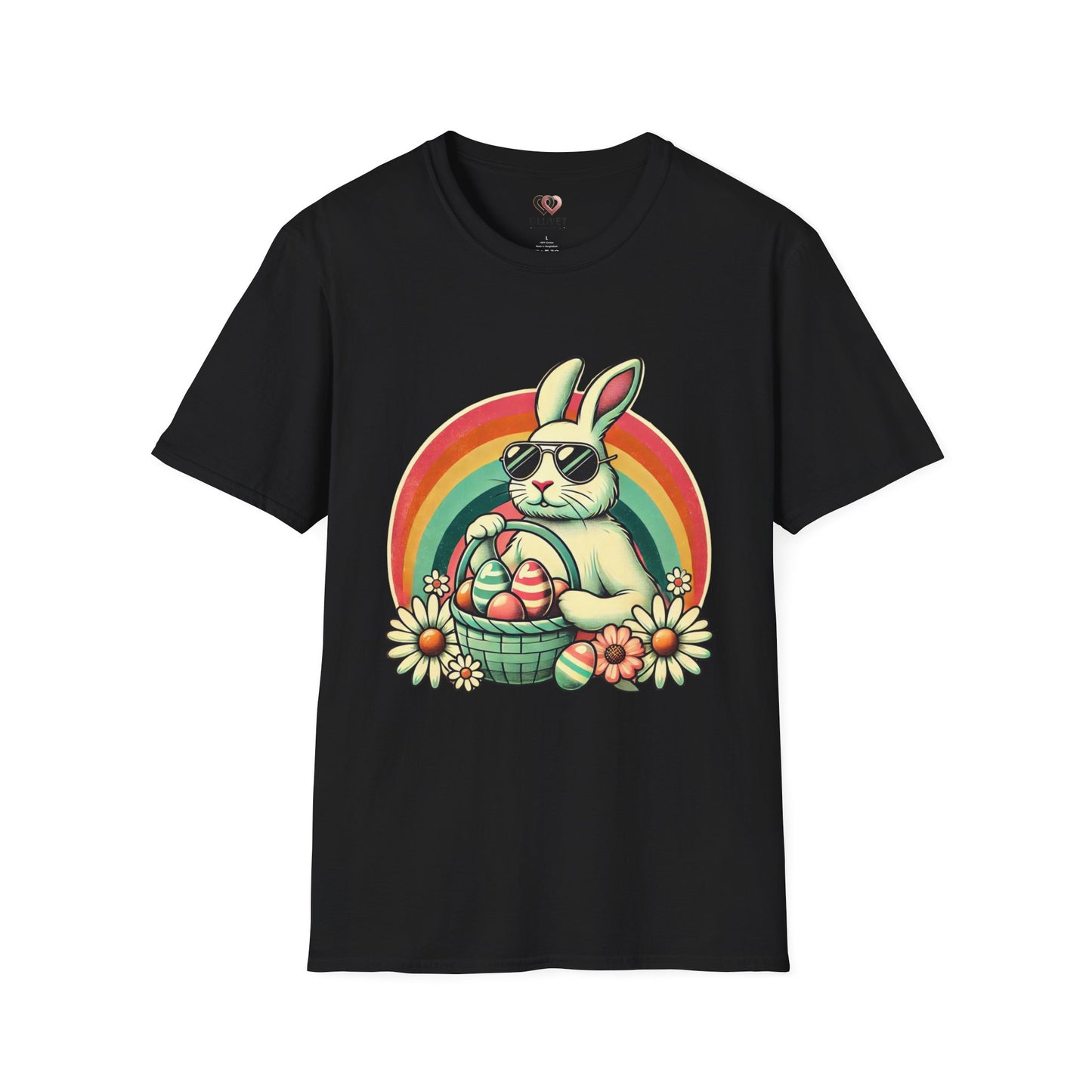 Retro Bunny Easter T-Shirt, Cute Rabbit Graphic Tee for Spring Celebrations, Unisex Softstyle Shirt, Perfect for Easter and Brunch, Fun Gift