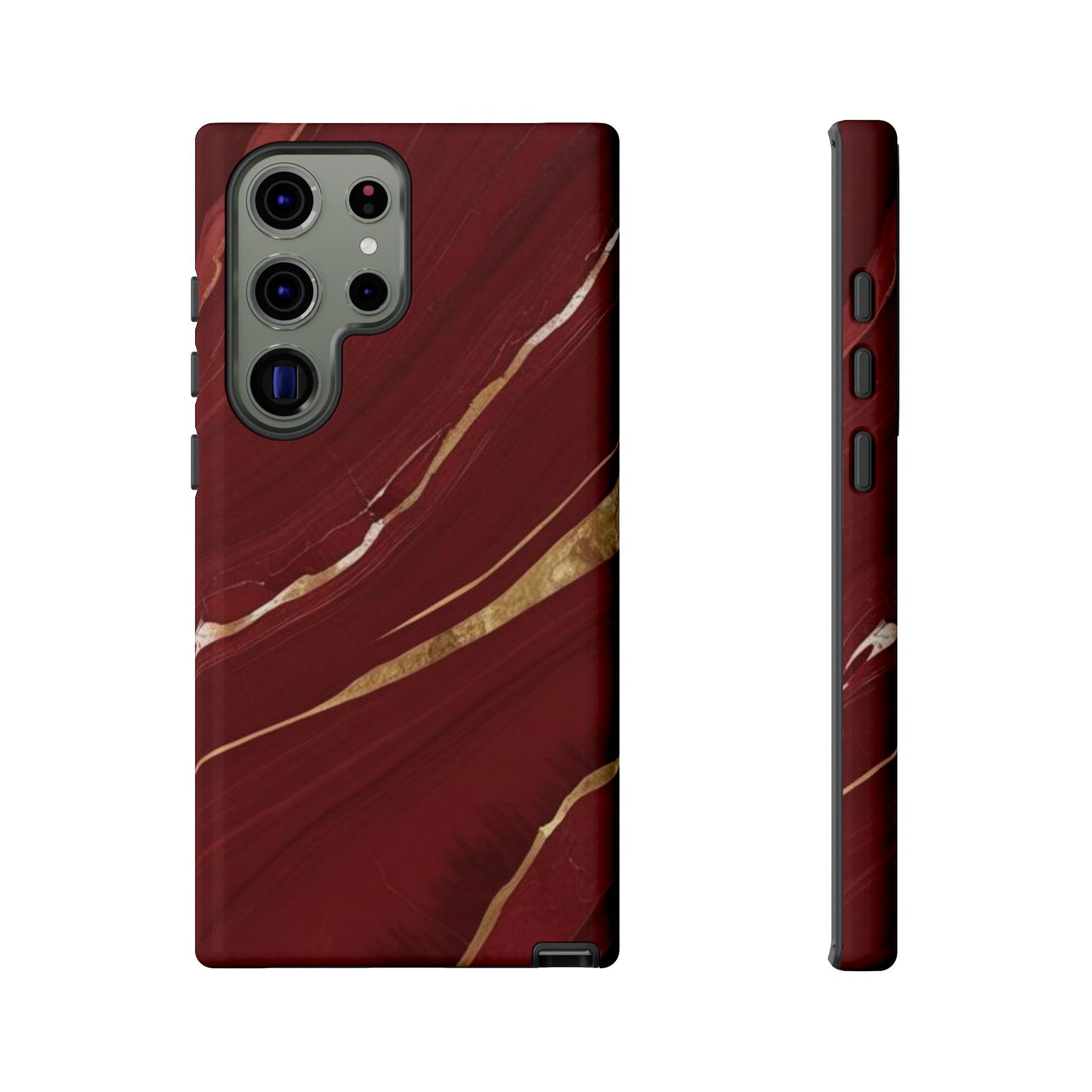 Elegant Red Marble Phone Case - Tough Cases, Stylish Phone Cover, Gift for Her, Luxe Cellphone Protection, Modern Accessories