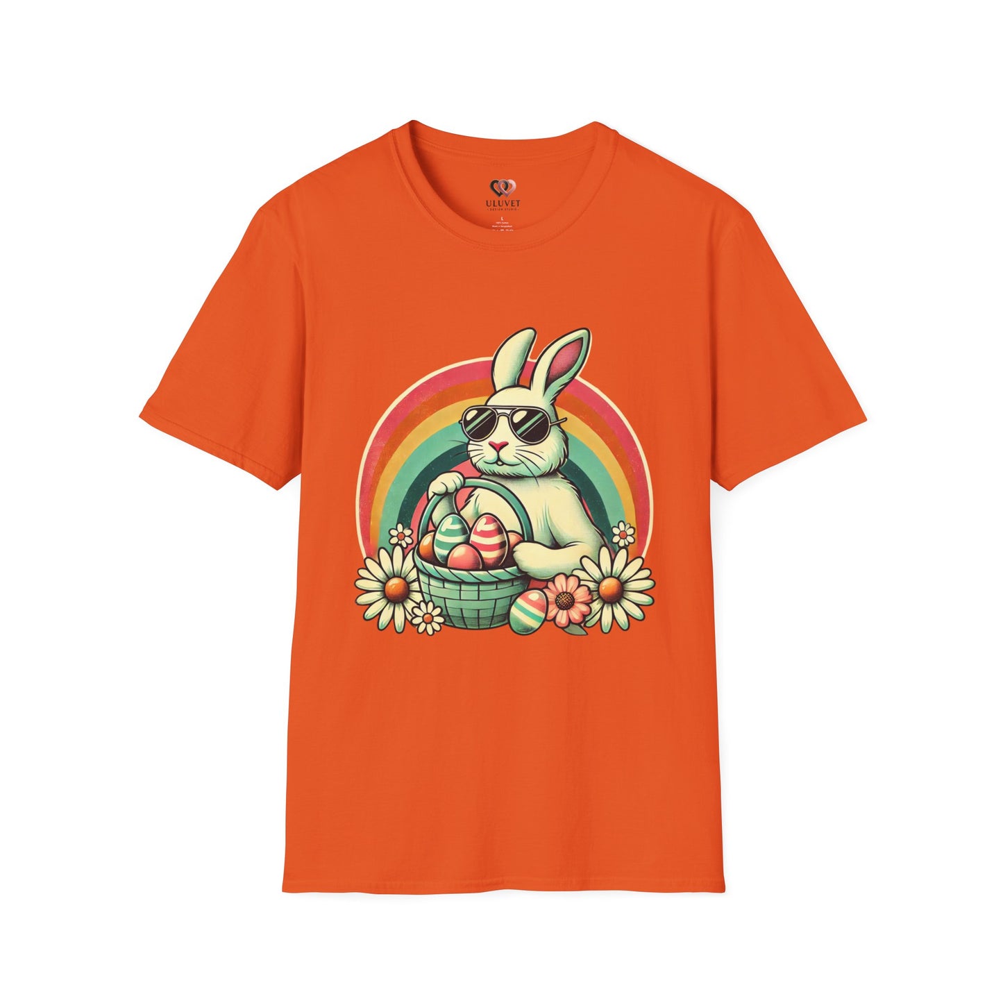 Retro Bunny Easter T-Shirt, Cute Rabbit Graphic Tee for Spring Celebrations, Unisex Softstyle Shirt, Perfect for Easter and Brunch, Fun Gift