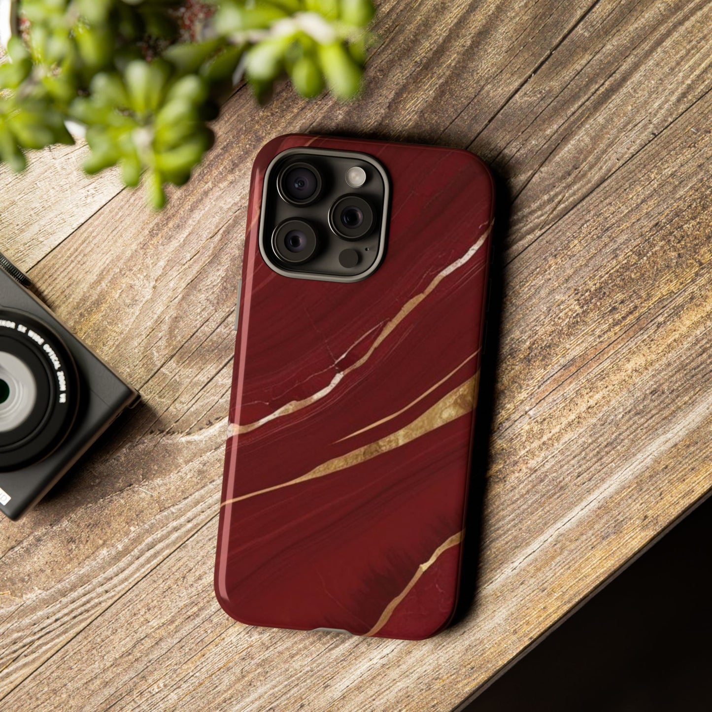 Elegant Red Marble Phone Case - Tough Cases, Stylish Phone Cover, Gift for Her, Luxe Cellphone Protection, Modern Accessories