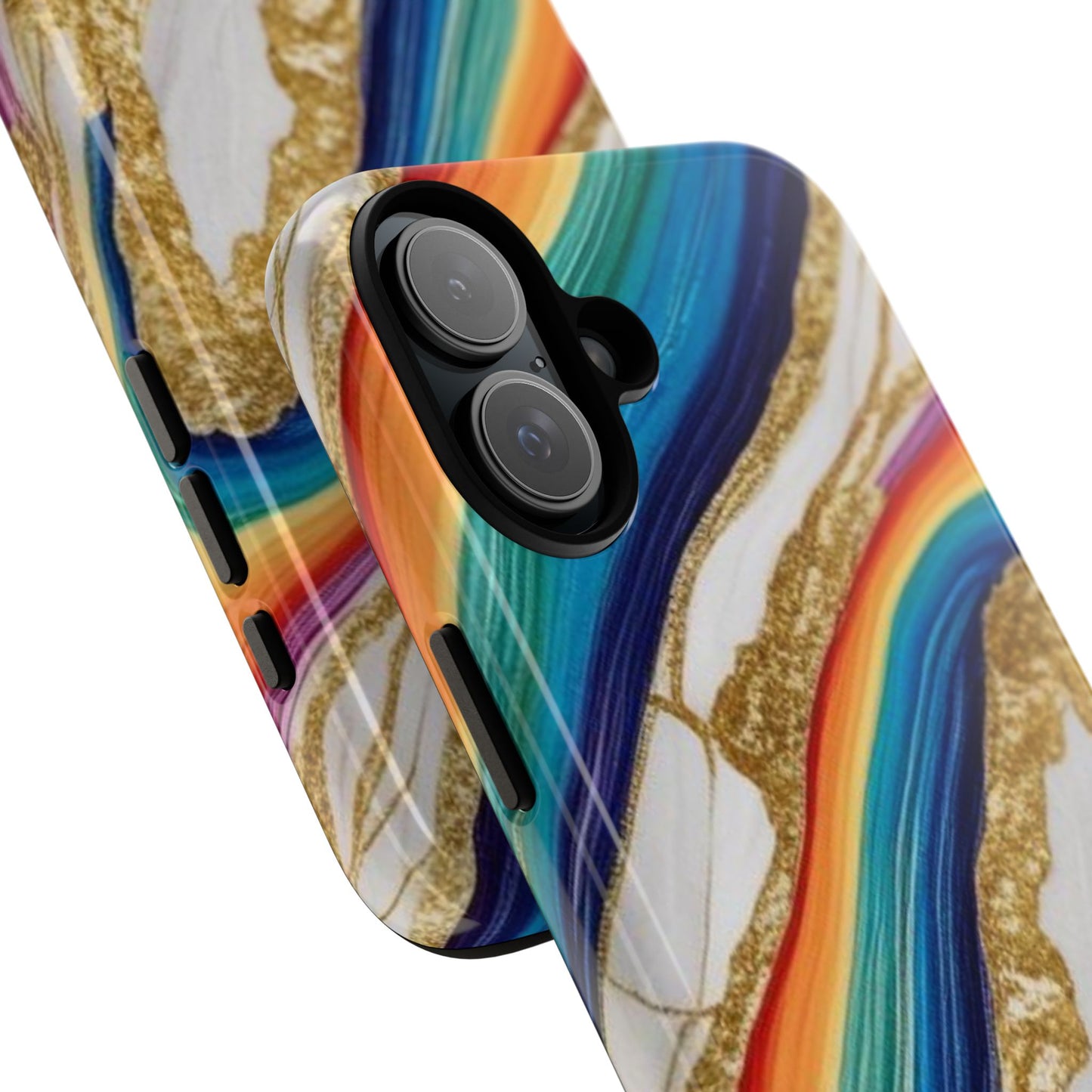 Colorful Marble Phone Case with Rainbow Design, Tough Phone Cover, Customizable Gift, Trendy Cell Accessories, Unique Style