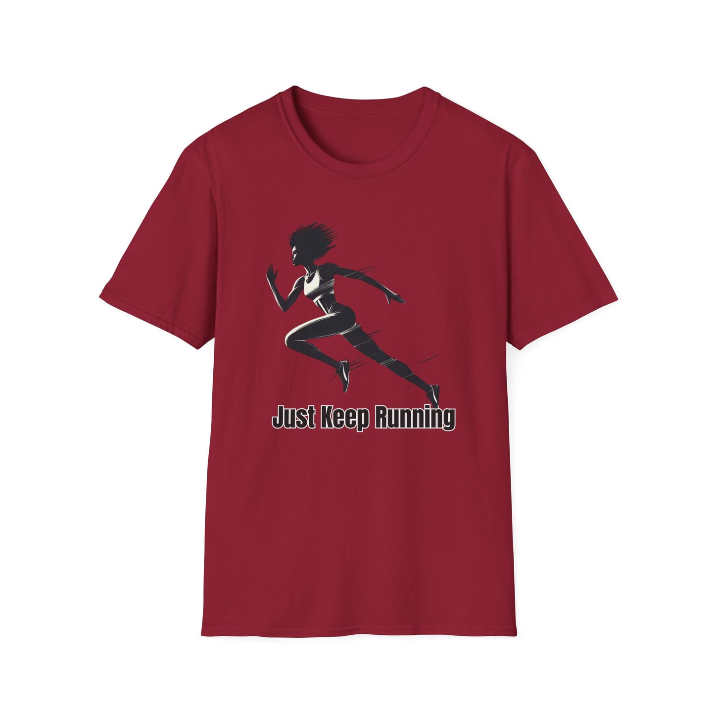Motivational Running Tee, Unisex Softstyle T-Shirt for Athletes, Gift for Runners, Fitness Apparel, Just Keep Running Shirt
