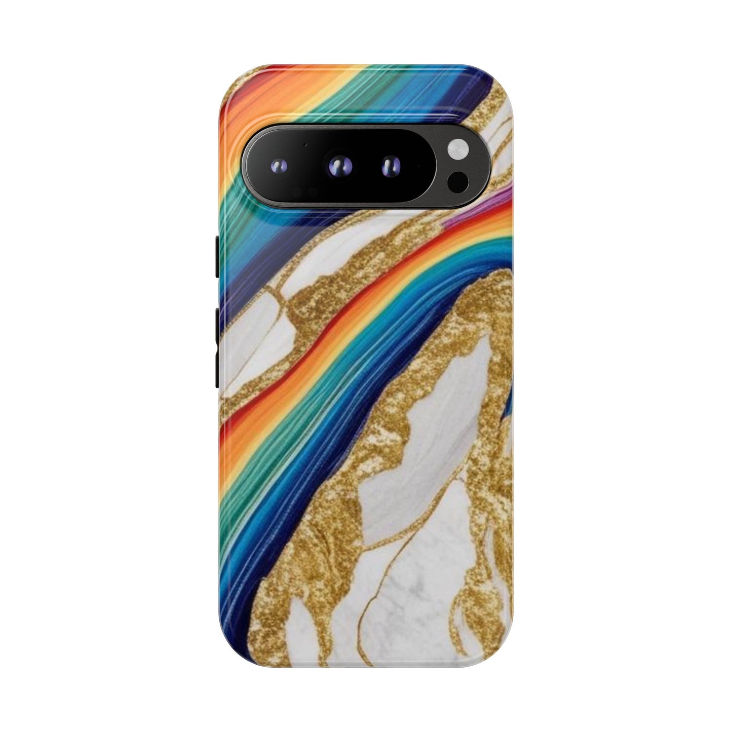 Colorful Marble Phone Case with Rainbow Design, Tough Phone Cover, Customizable Gift, Trendy Cell Accessories, Unique Style