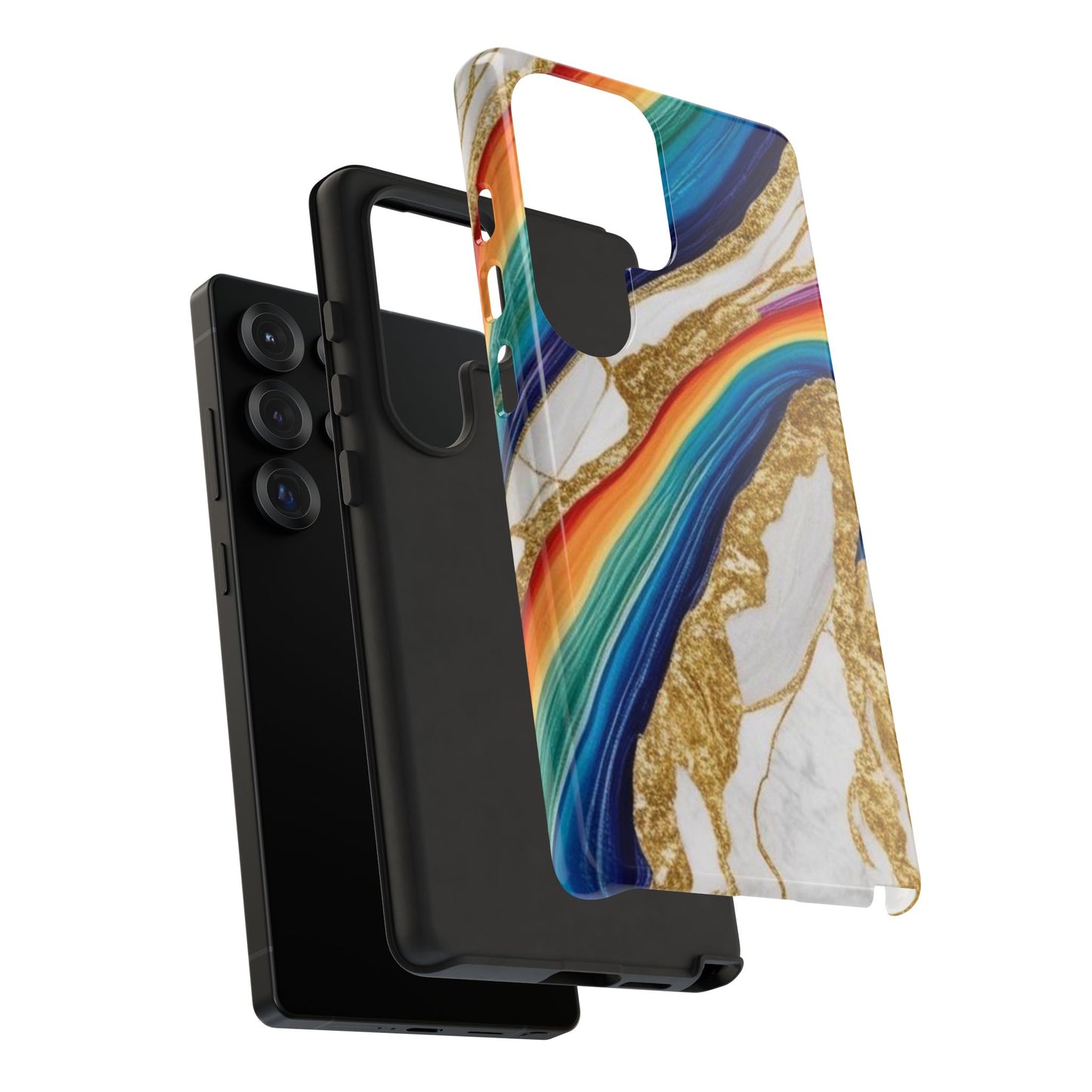 Colorful Marble Phone Case with Rainbow Design, Tough Phone Cover, Customizable Gift, Trendy Cell Accessories, Unique Style