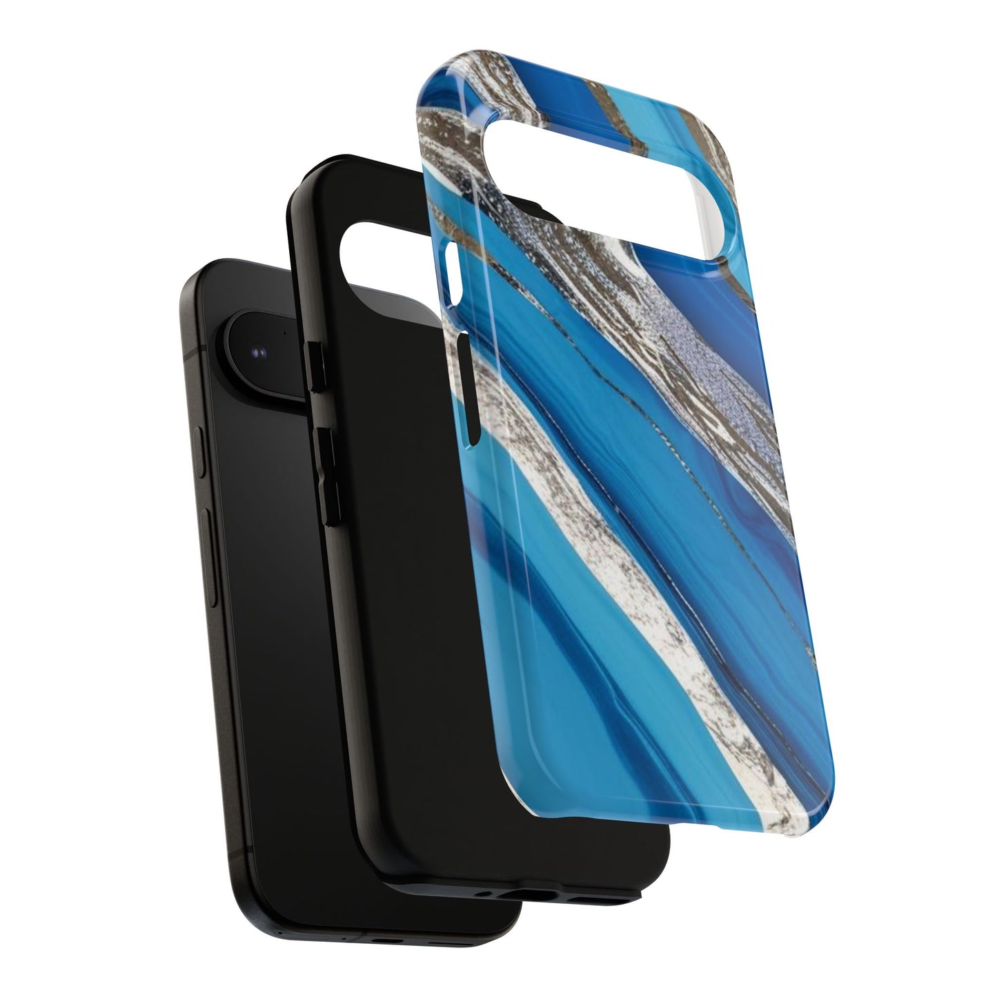 Marbled Phone Case - Tough Cases, Stylish Protection, Blue and Gold, Gift for Tech Lovers, Perfect for Birthdays and Anniversaries