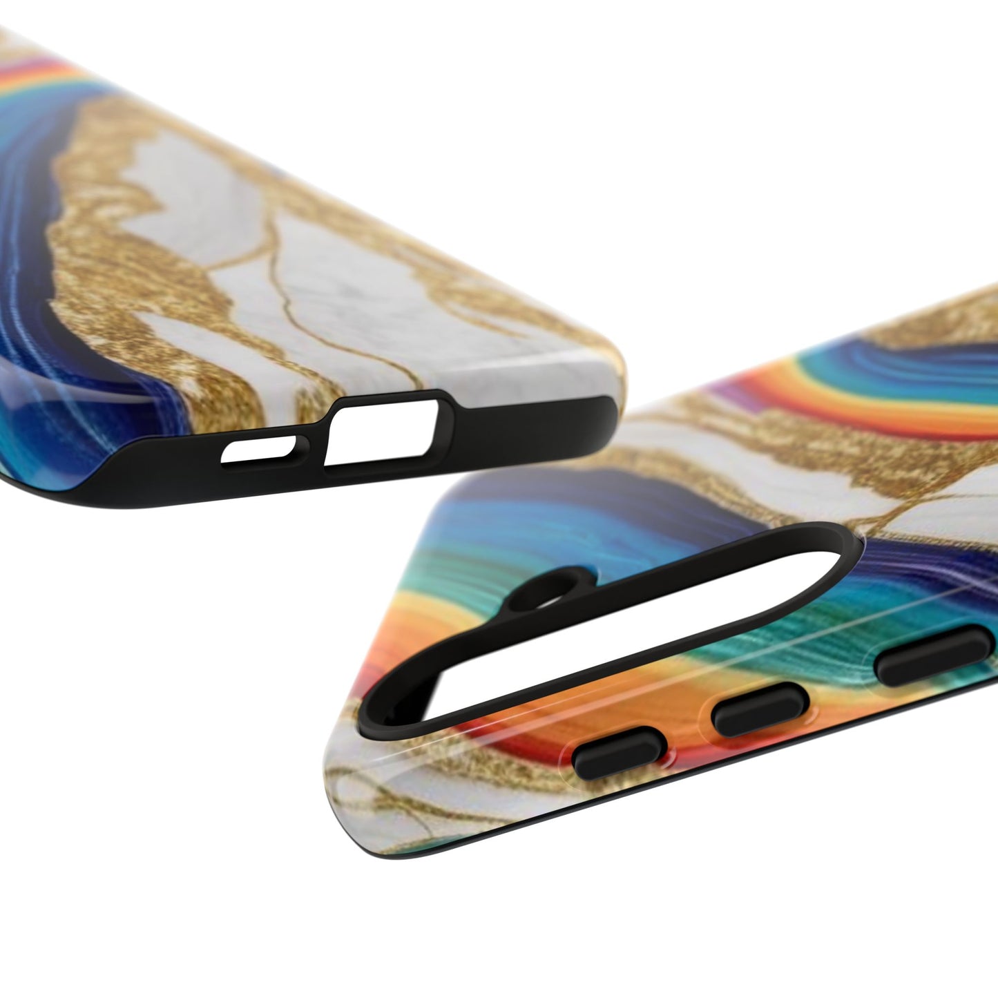 Colorful Marble Phone Case with Rainbow Design, Tough Phone Cover, Customizable Gift, Trendy Cell Accessories, Unique Style
