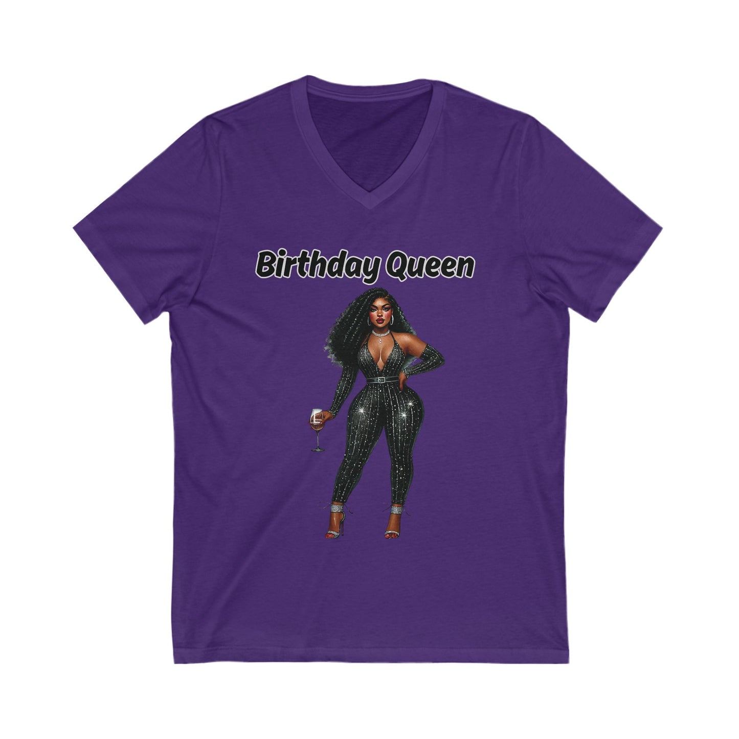 Birthday Queen V-Neck Tee, Fun Party Shirt, Birthday Celebration Gift, Unisex Graphic Tee, Stylish Casual Wear, Queen Vibes