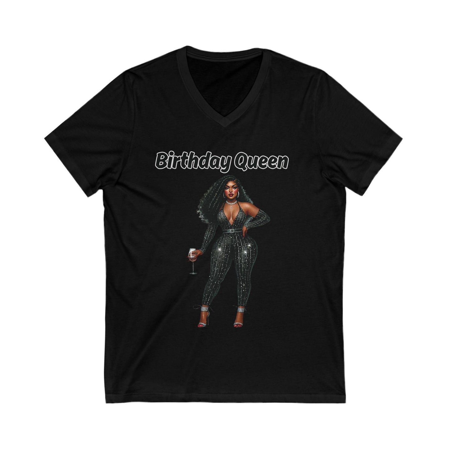 Birthday Queen V-Neck Tee, Fun Party Shirt, Birthday Celebration Gift, Unisex Graphic Tee, Stylish Casual Wear, Queen Vibes