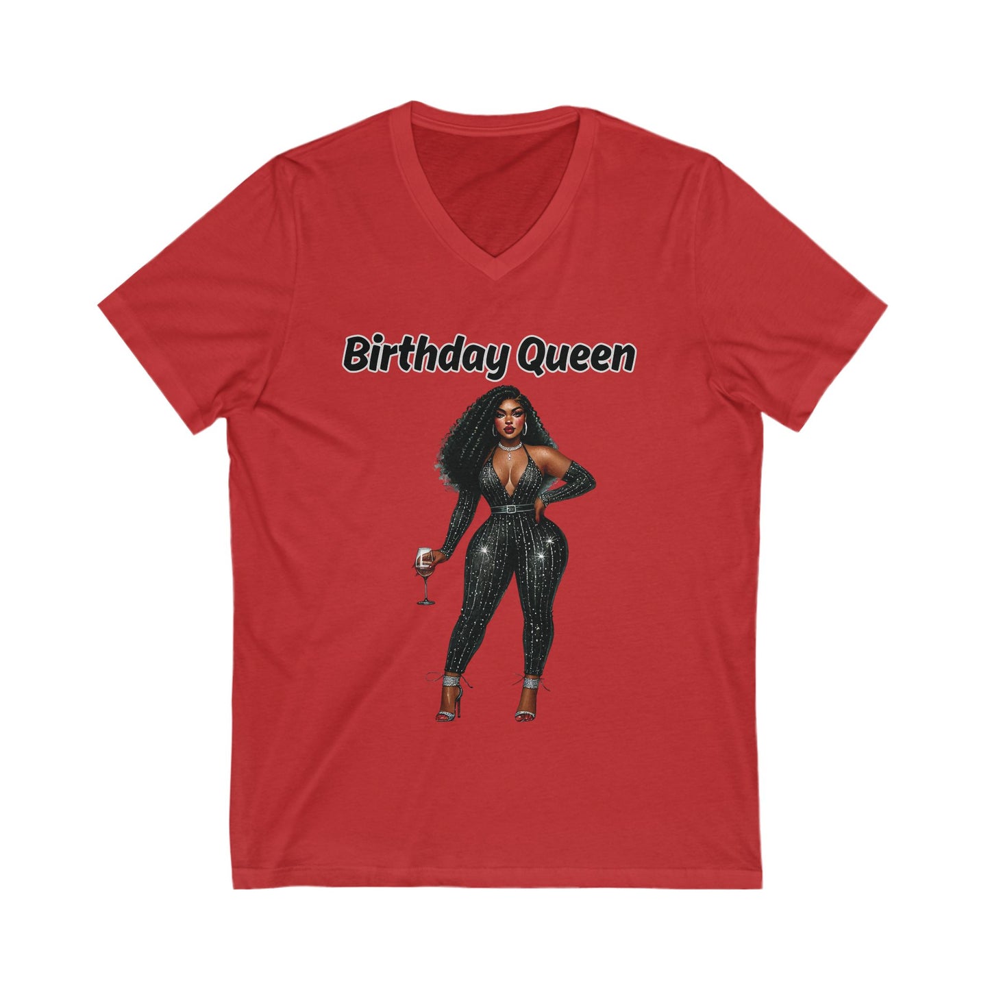 Birthday Queen V-Neck Tee, Fun Party Shirt, Birthday Celebration Gift, Unisex Graphic Tee, Stylish Casual Wear, Queen Vibes