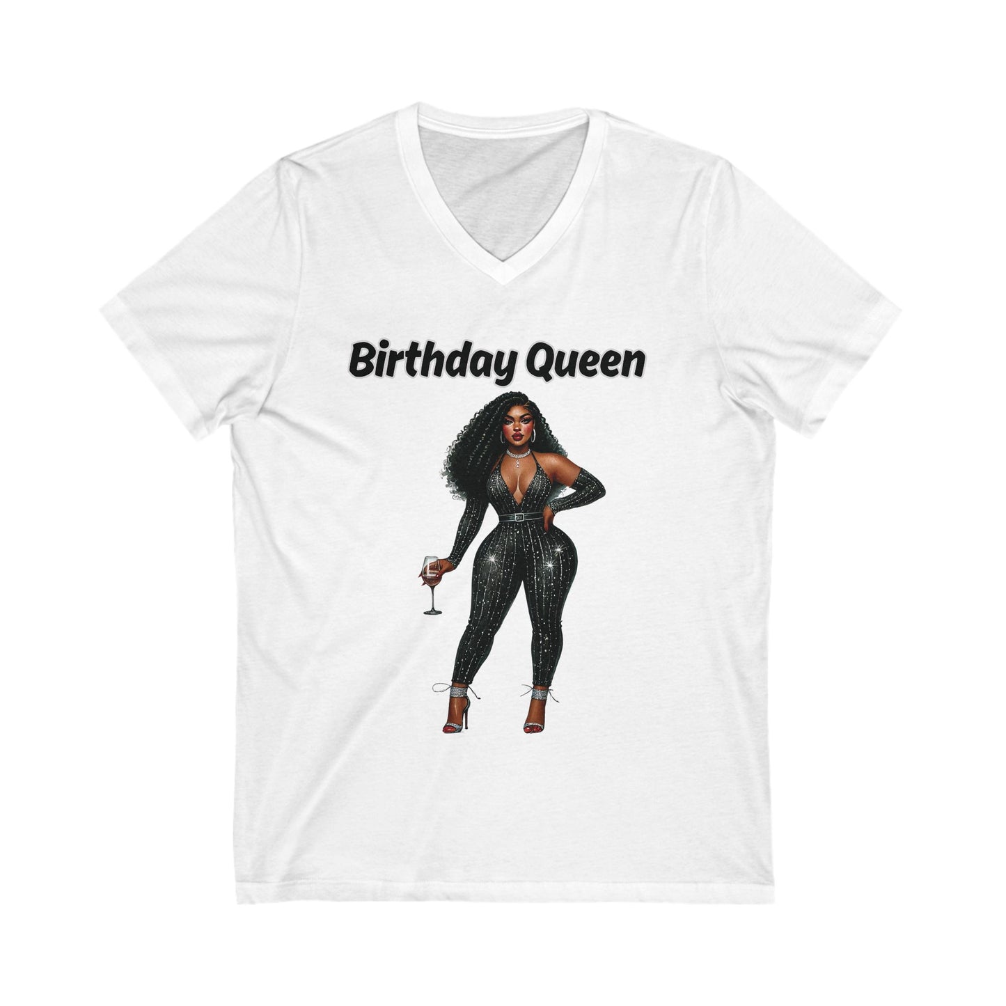 Birthday Queen V-Neck Tee, Fun Party Shirt, Birthday Celebration Gift, Unisex Graphic Tee, Stylish Casual Wear, Queen Vibes