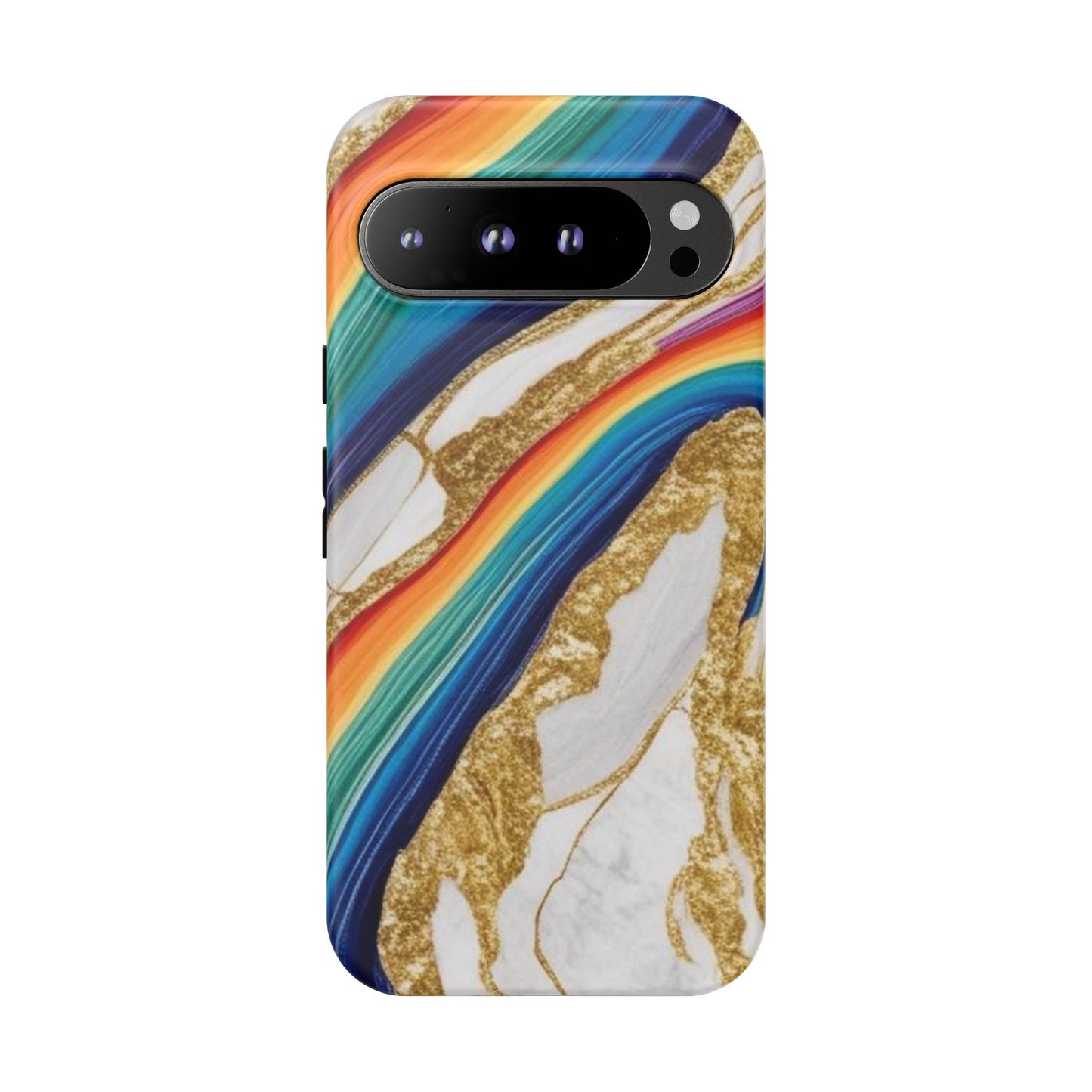 Colorful Marble Phone Case with Rainbow Design, Tough Phone Cover, Customizable Gift, Trendy Cell Accessories, Unique Style