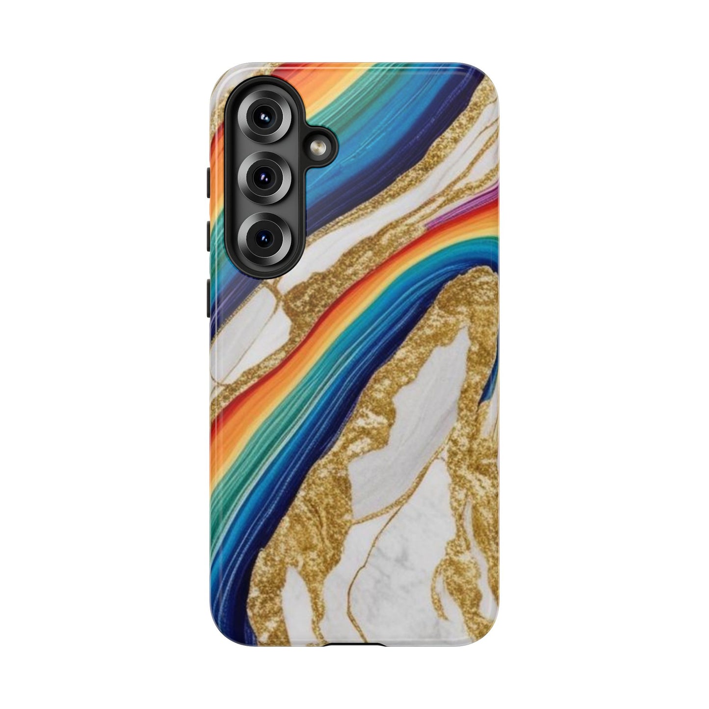Colorful Marble Phone Case with Rainbow Design, Tough Phone Cover, Customizable Gift, Trendy Cell Accessories, Unique Style
