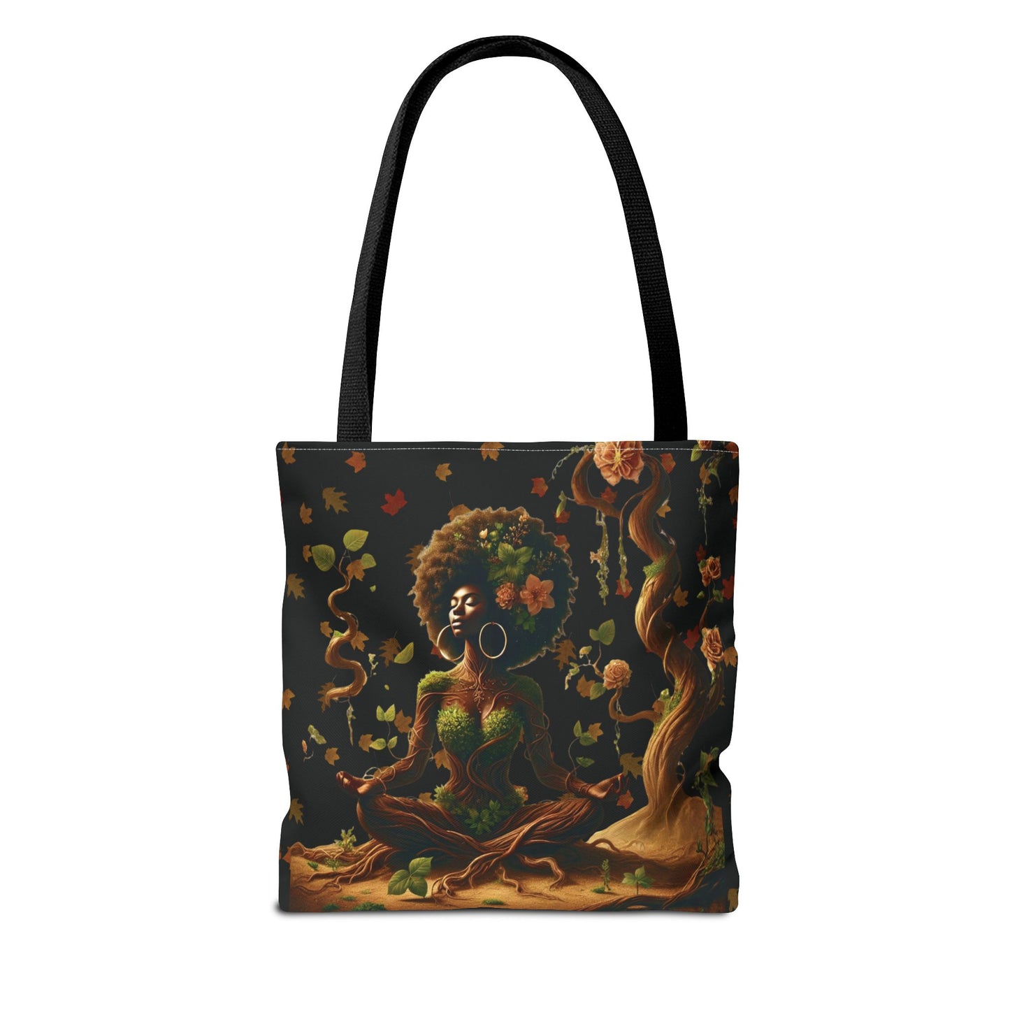 Afro Goddess Meditation Tote Bag | Botanical Meditation Artwork
