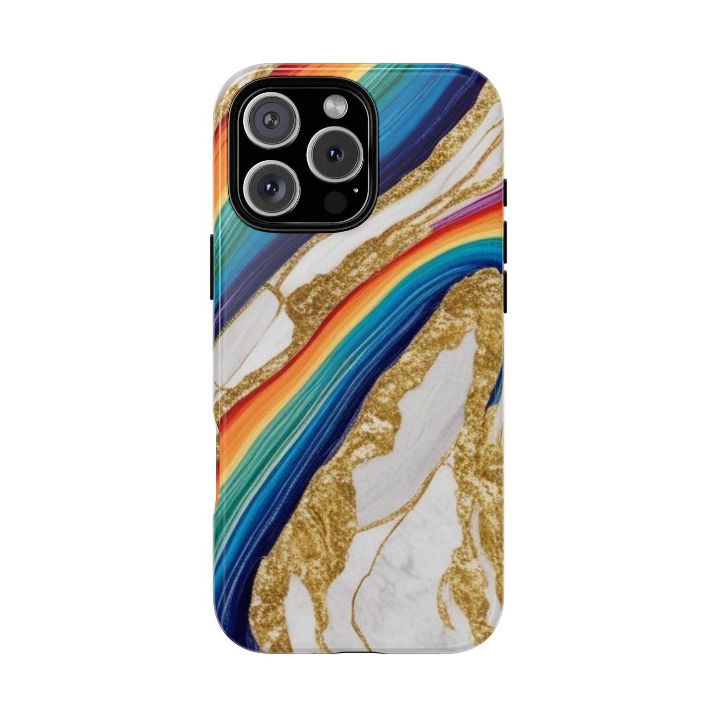 Colorful Marble Phone Case with Rainbow Design, Tough Phone Cover, Customizable Gift, Trendy Cell Accessories, Unique Style
